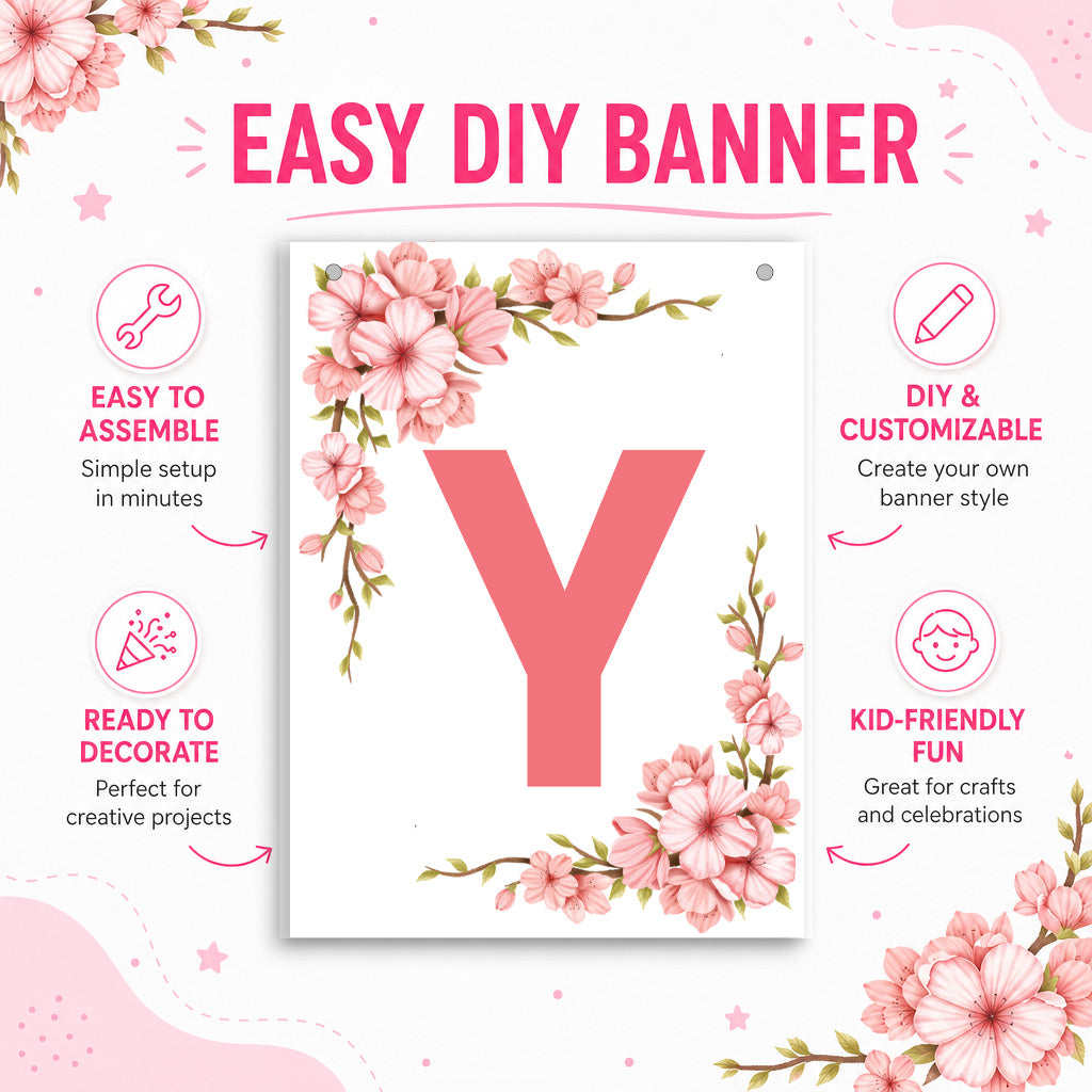 Make Your Own Banner Floral Alphabet Y 7 x 5.16inch 1pc IB