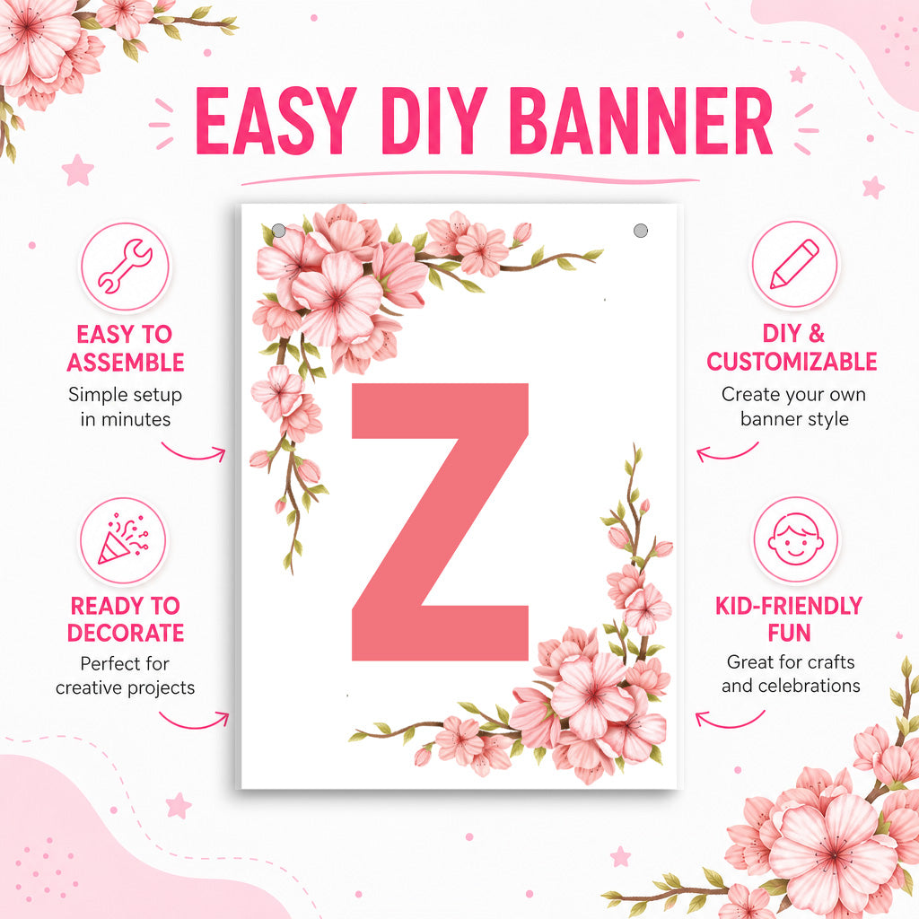 Make Your Own Banner Floral Alphabet Z, Size 7 x 5.16inch 1pc IB