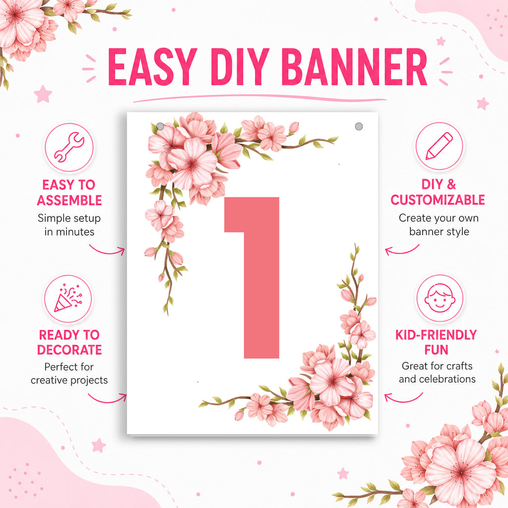 Make Your Own Banner Floral Number 1 size 7 x 5.16inch 1pc IB