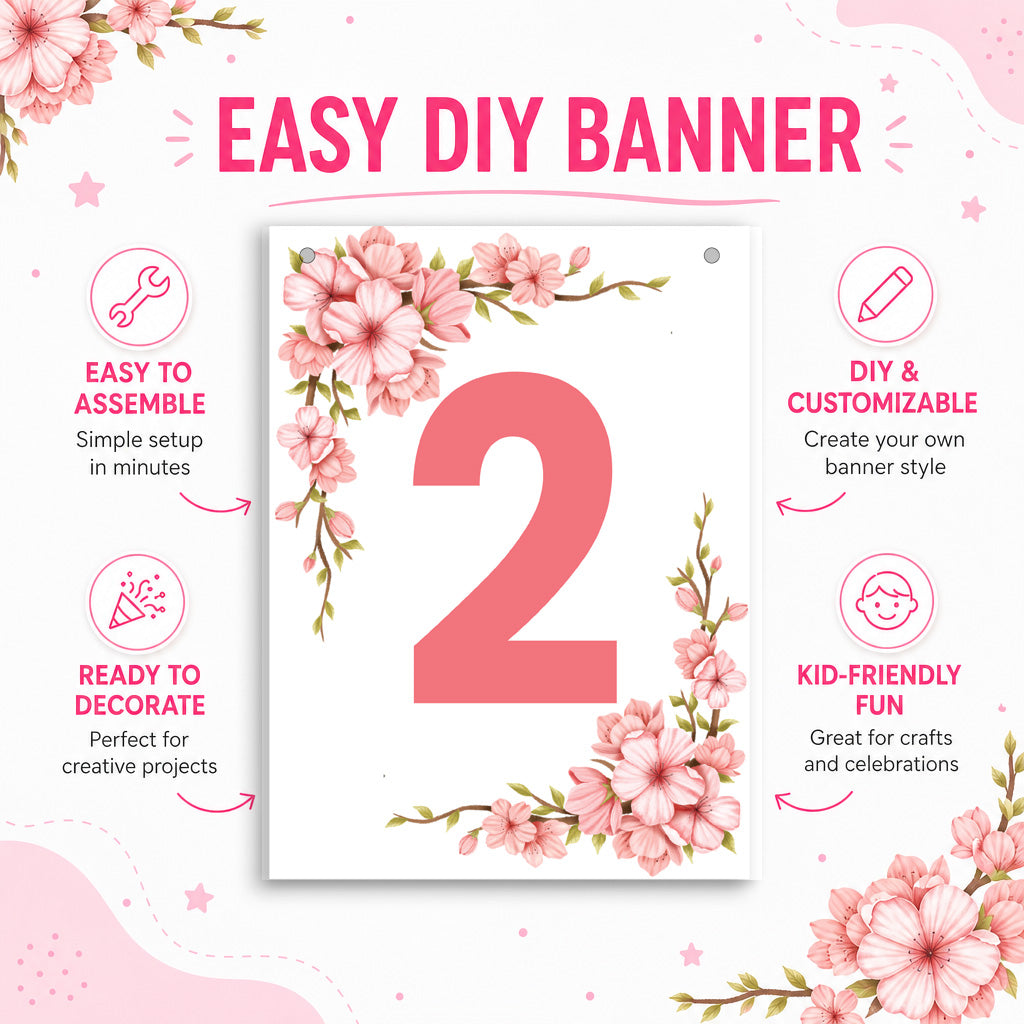 Make Your Own Banner Floral Number 2 size 7 x 5.16inch 1pc IB