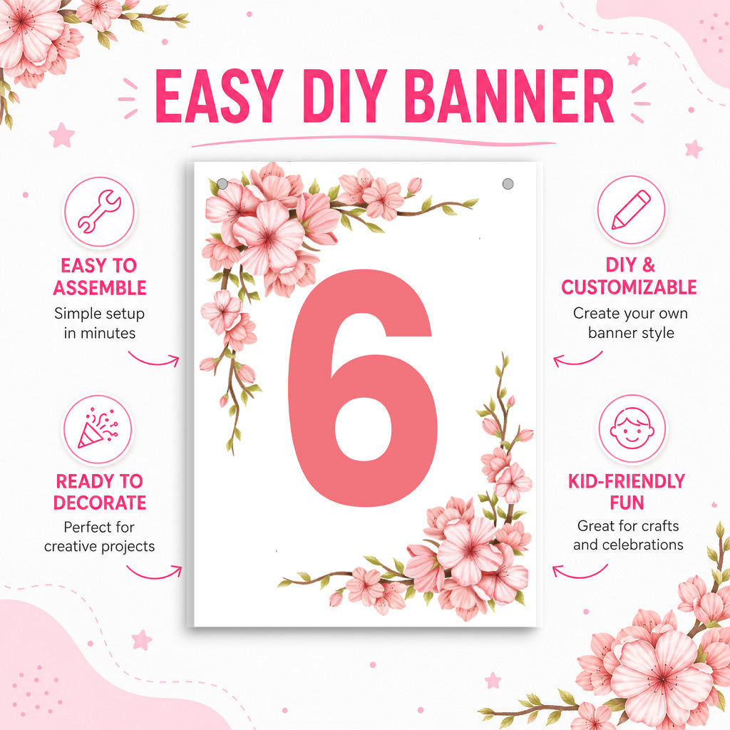 Make Your Own Banner Floral Number 6 Size 7 x 5.16inch 1pc IB