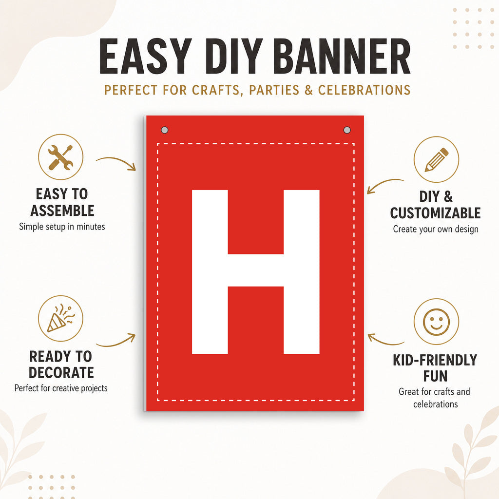 Make Your Own Banner Rainbow Alphabet H 7 x 5.16inch 1pc IB