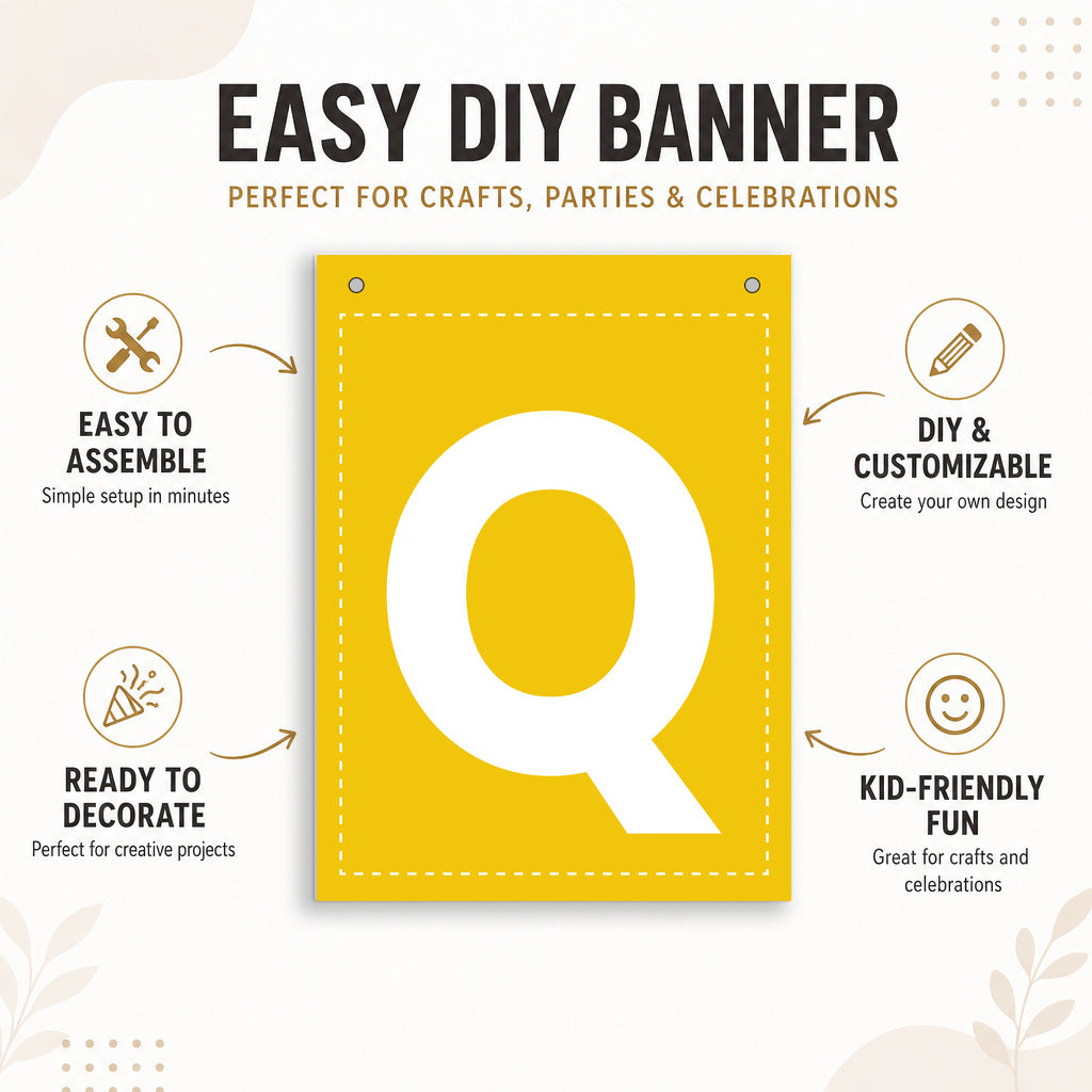 Make Your Own Banner Rainbow Alphabet Q size 7 x 5.16inch 1pc IB