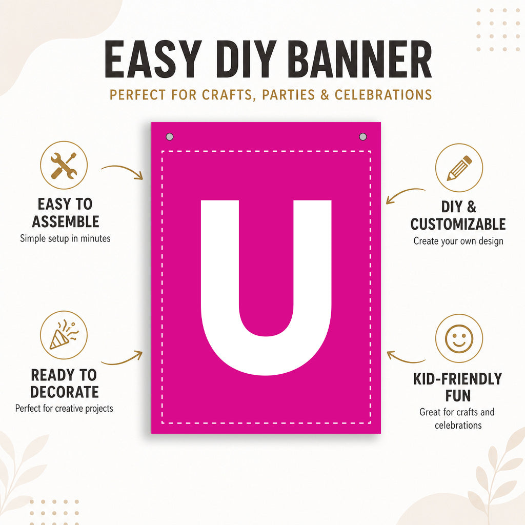 Make Your Own Banner Rainbow Alphabet U size 7 x 5.16inch 1pc IB