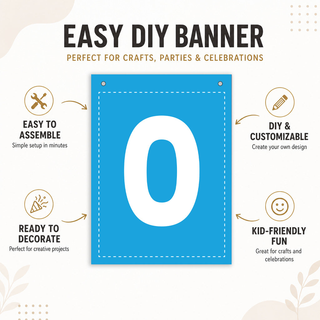 Make Your Own Banner Rainbow Number 0 size 7 x 5.16inch 1pc IB