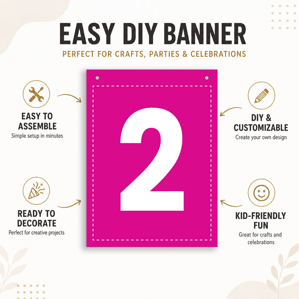 Make Your Own Banner Rainbow Number 2 size 7 x 5.16inch 1pc IB