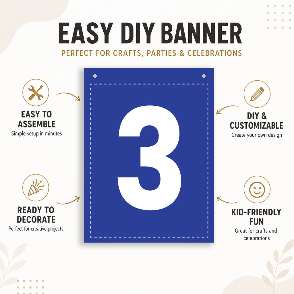 Make Your Own Banner Rainbow Number 3 size 7 x 5.16inch 1pc IB