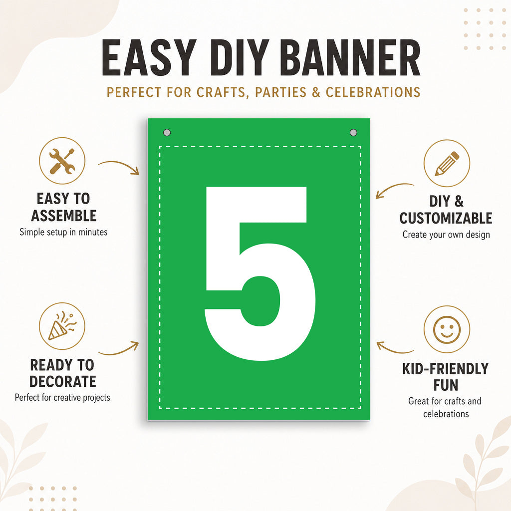 Make Your Own Banner Rainbow Number 5 size 7 x 5.16inch 1pc IB