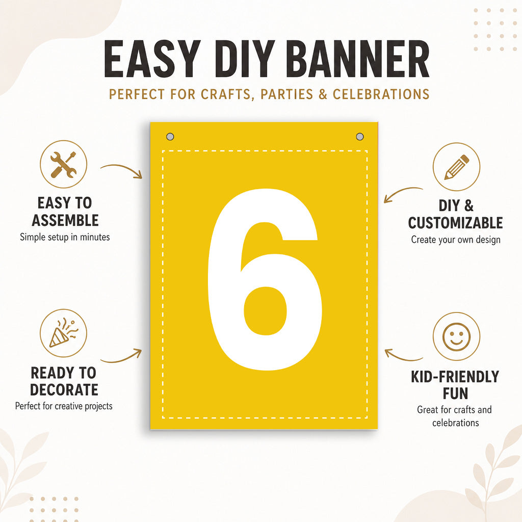 Make Your Own Banner Rainbow Number 6 size 7 x 5.16inch 1pc IB