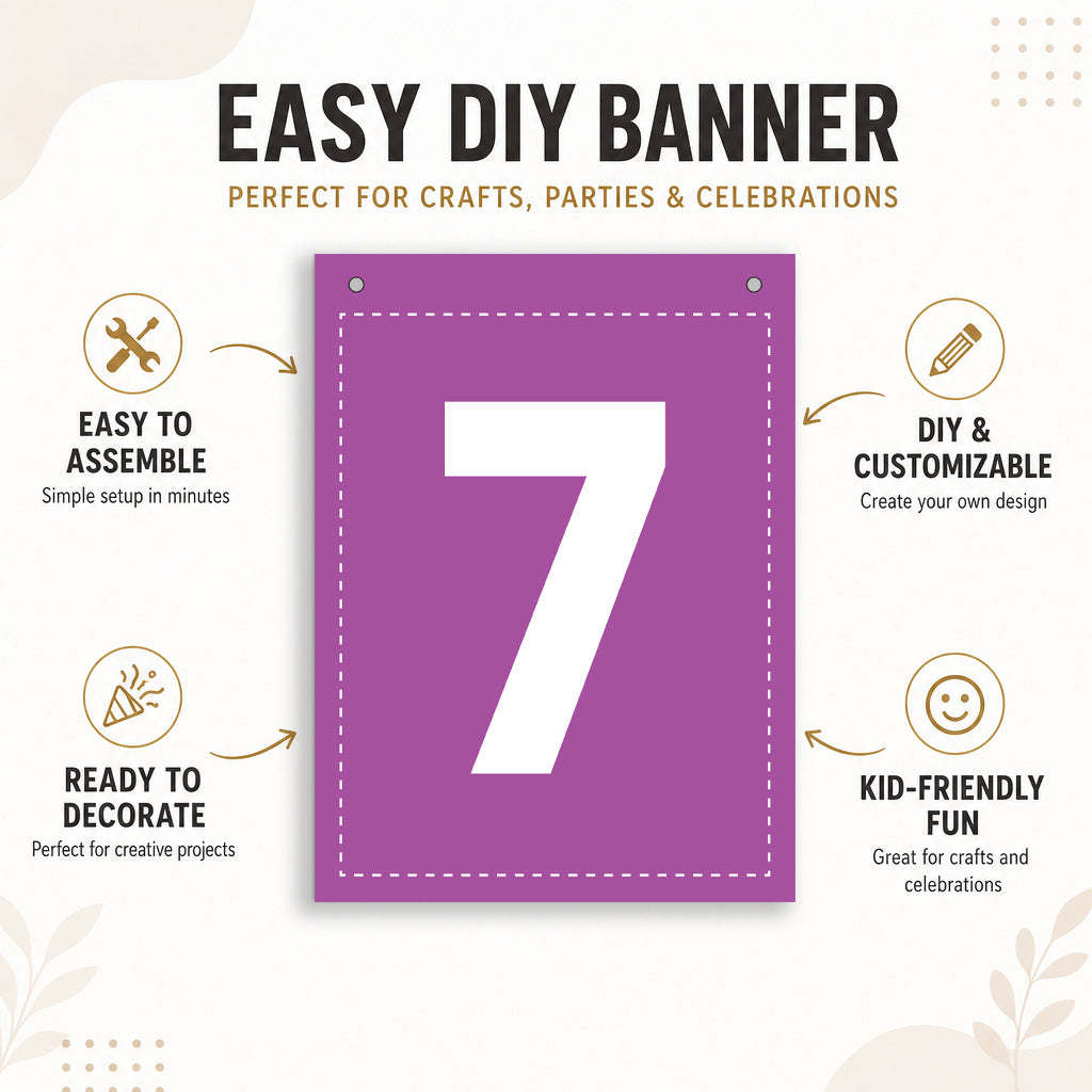 Make Your Own Banner Rainbow Number 7 size 7 x 5.16inch 1pc IB