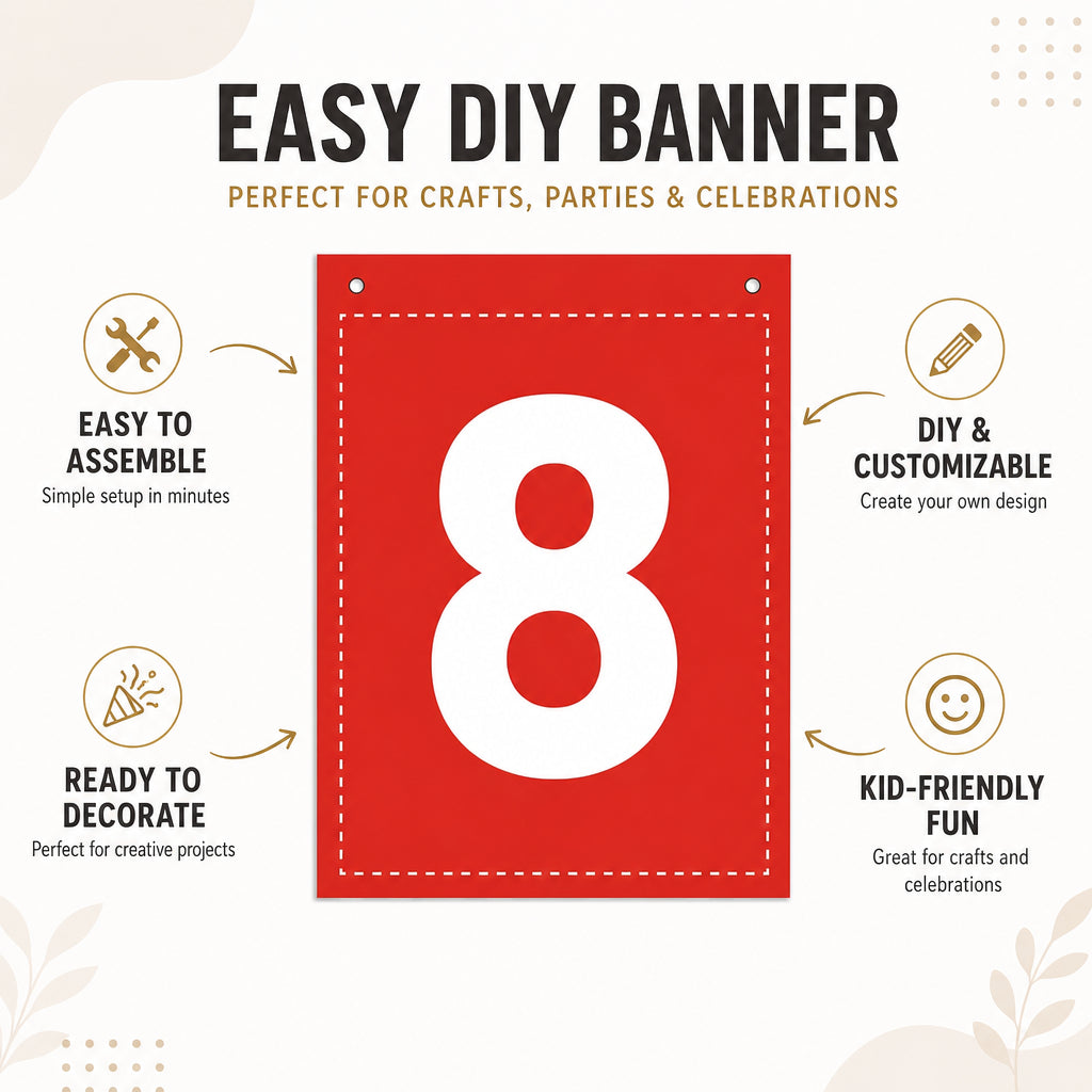 Make Your Own Banner Rainbow Number 8 size 7 x 5.16inch 1pc IB
