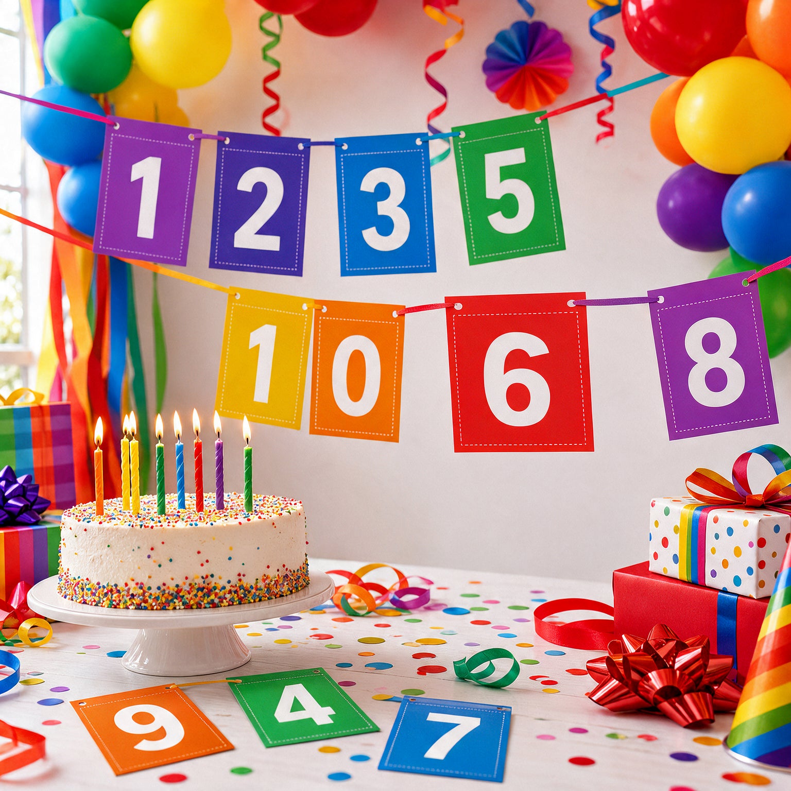 Make Your Own Banner Rainbow Number 8 size 7 x 5.16inch 1pc IB