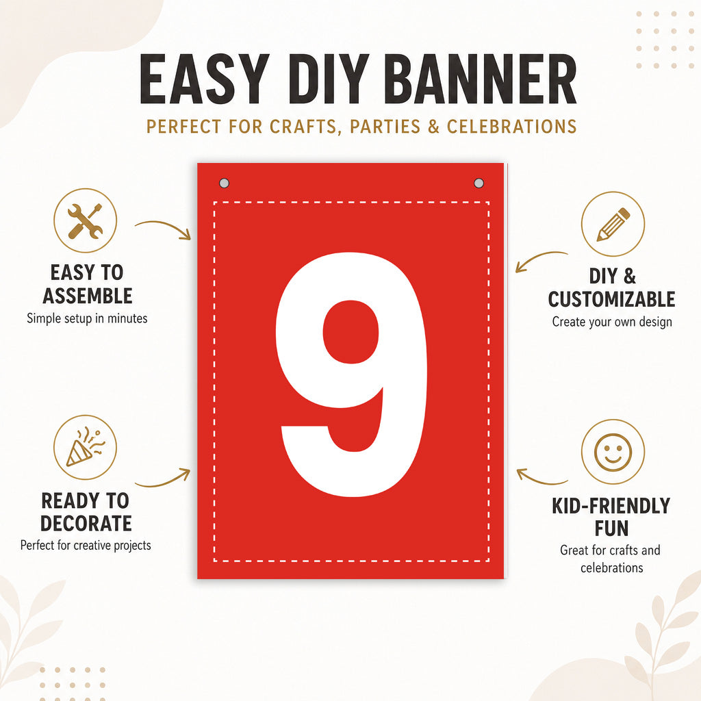 Make Your Own Banner Rainbow Number 9 size 7 x 5.16inch 1pc IB