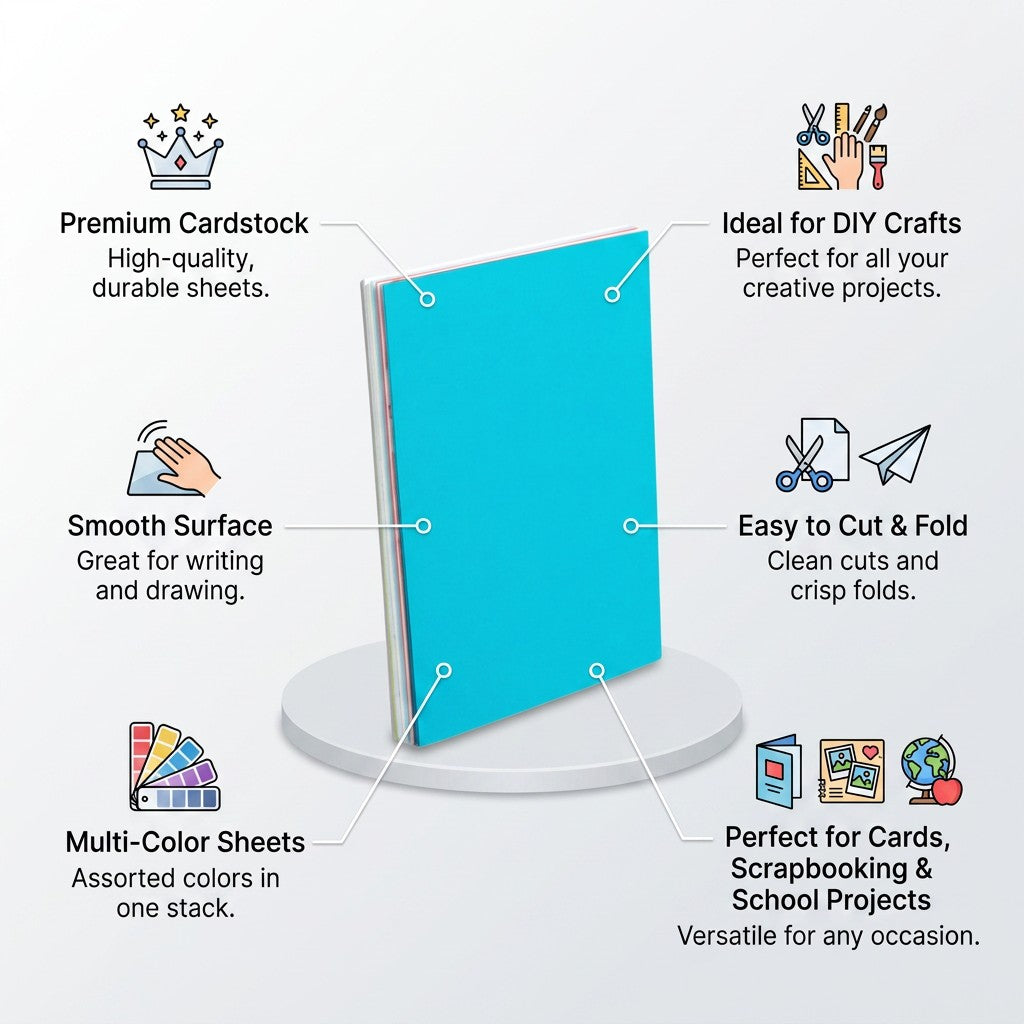 Cardstock Pack Assorted Colours 220gsm A5 30+Sheets