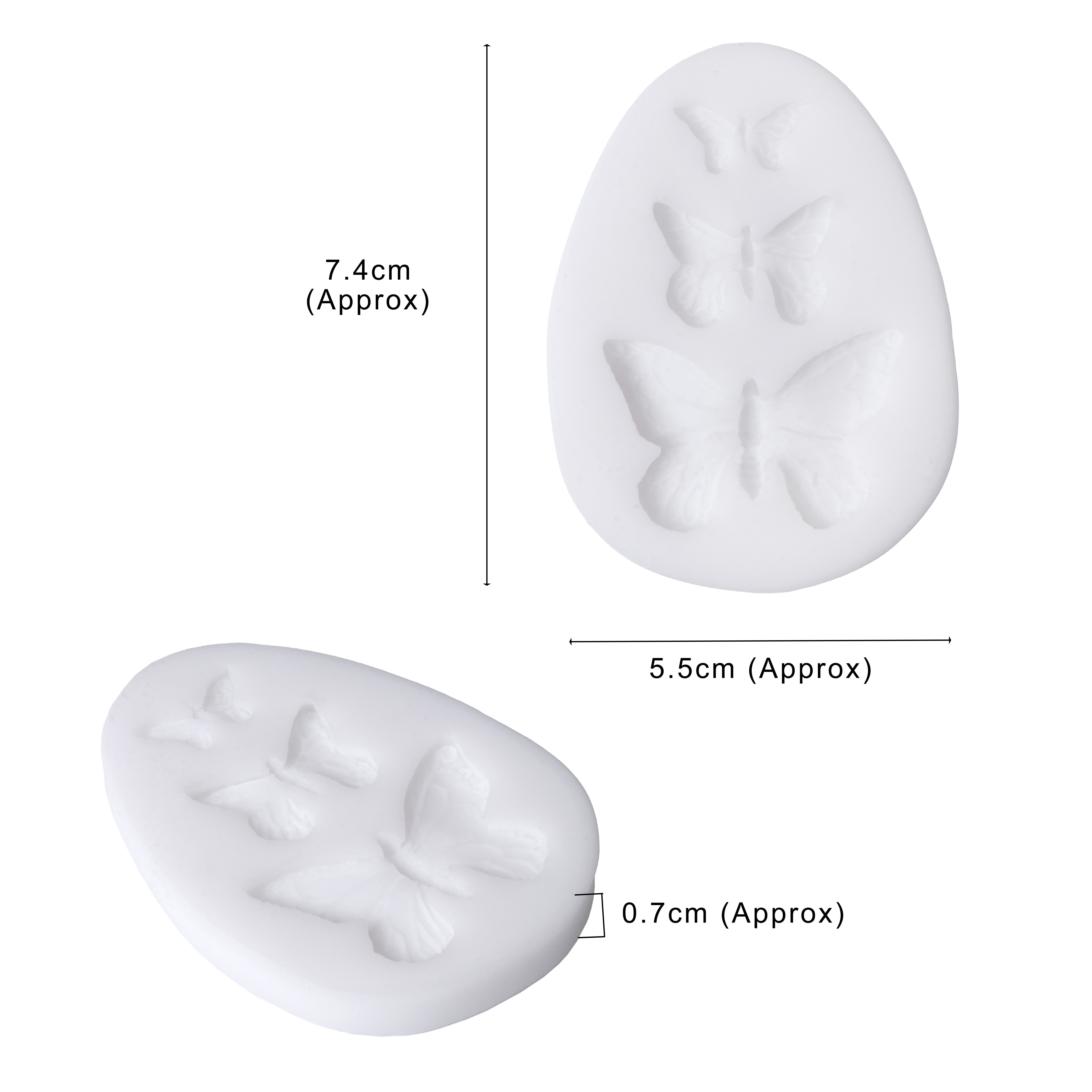 Silicone Mould Butterfly Trio 5.5 X 7.4 D-0.7cm 1pc