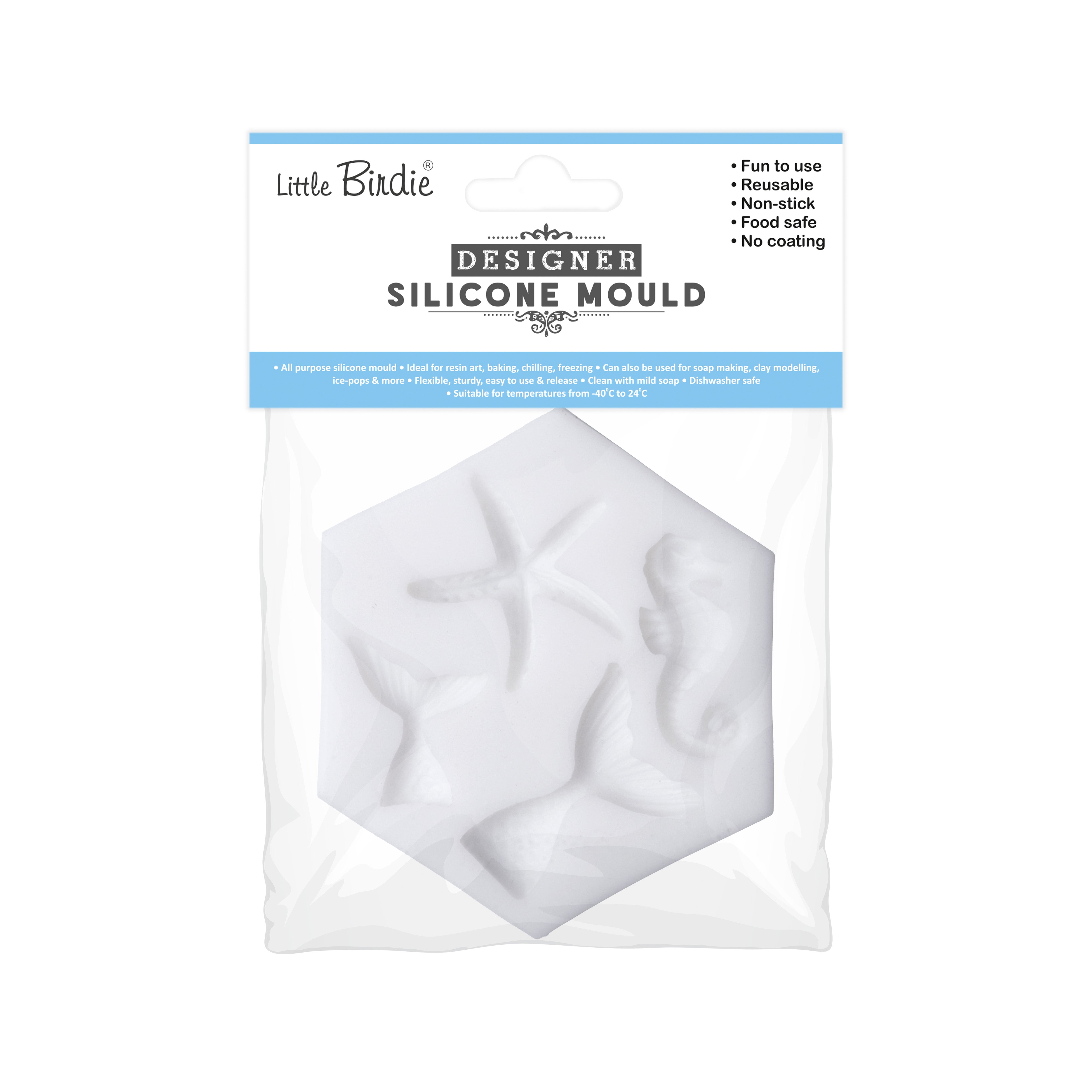 Silicone Mould Sea Life 8.8 X 7.6 D-1.1cm 1pc