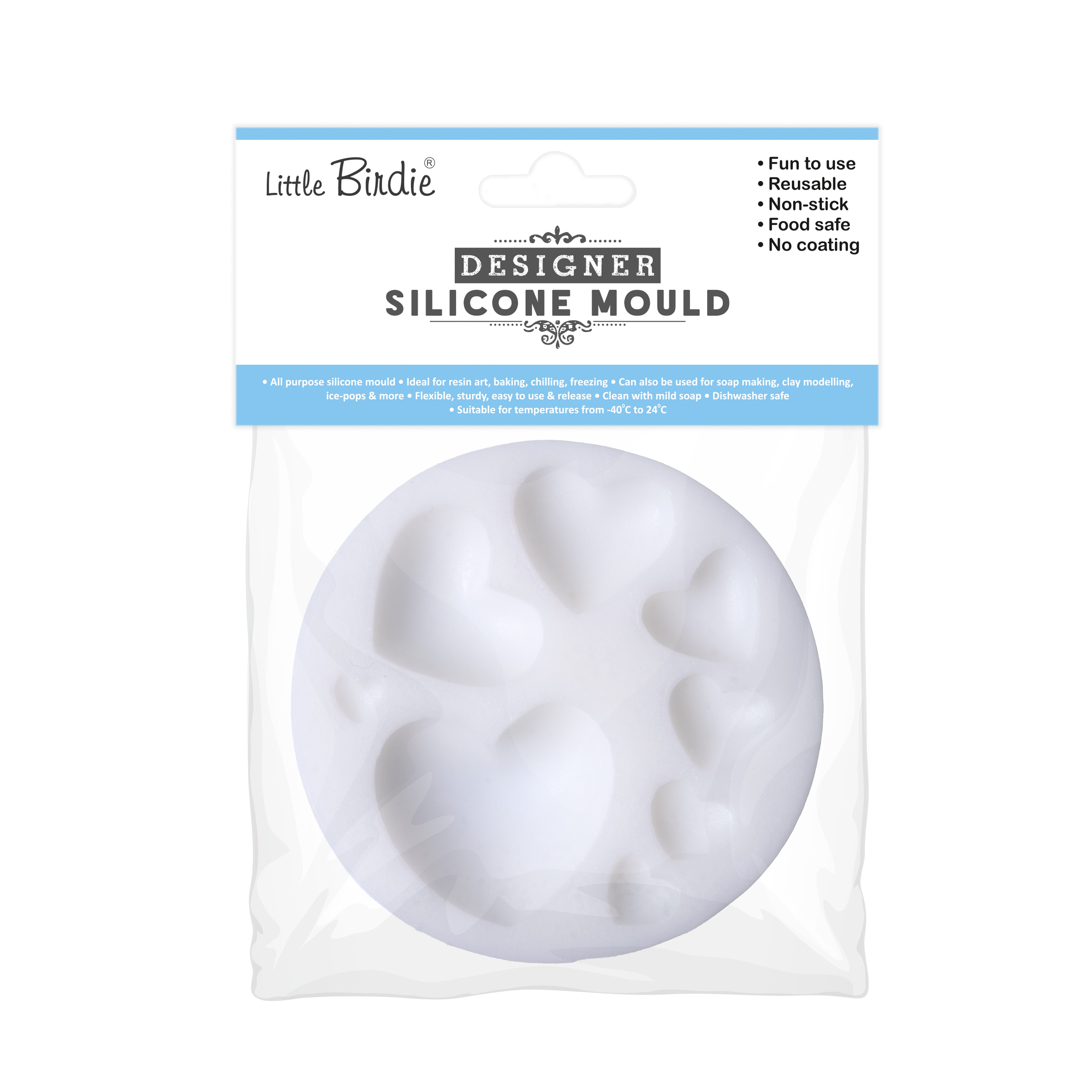 Silicone Mould Hearts 7.9 X 7.6 D-1.2 cm 1pc