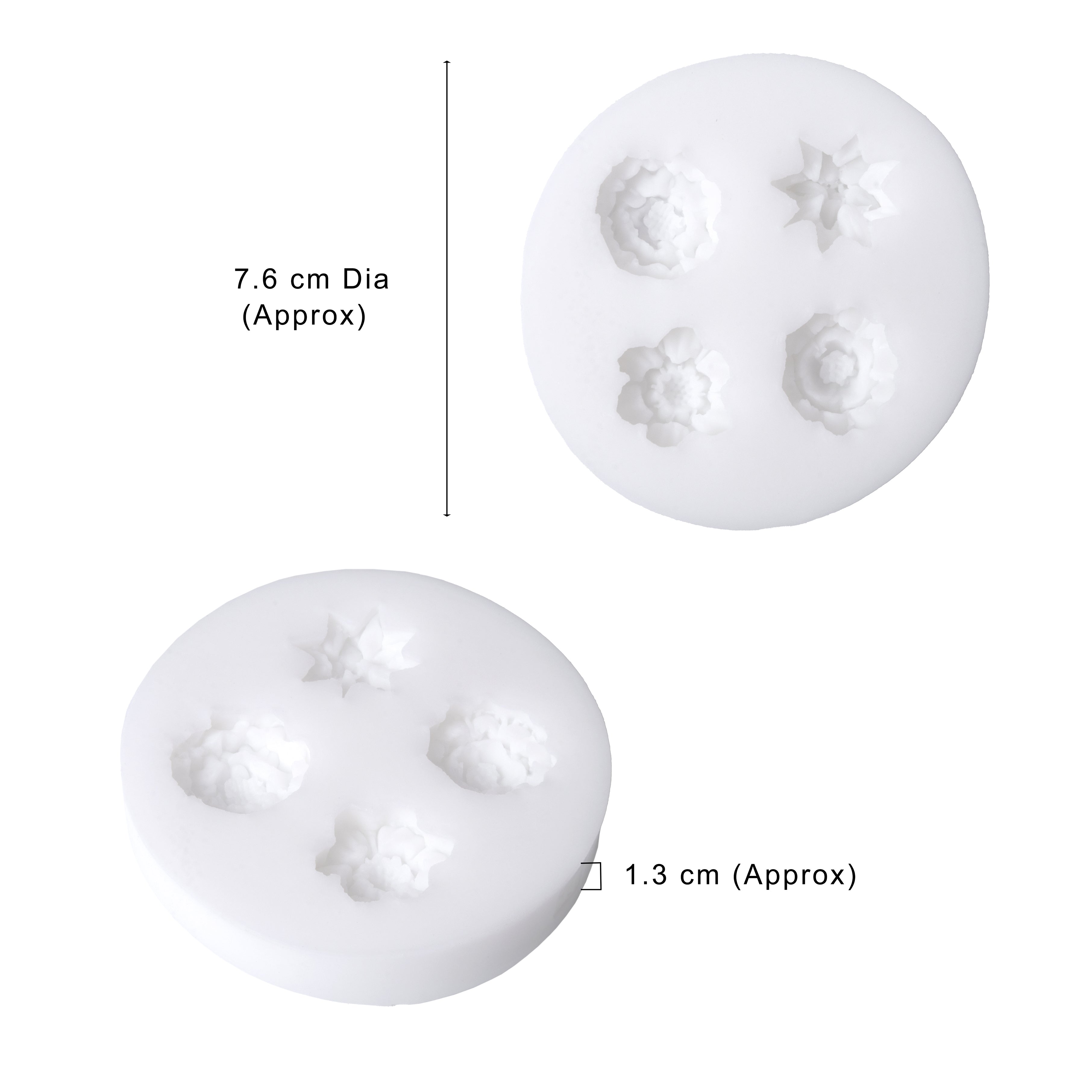 Silicone Mould Floral Mix 7.6 Dia D-1.3cm 1pc