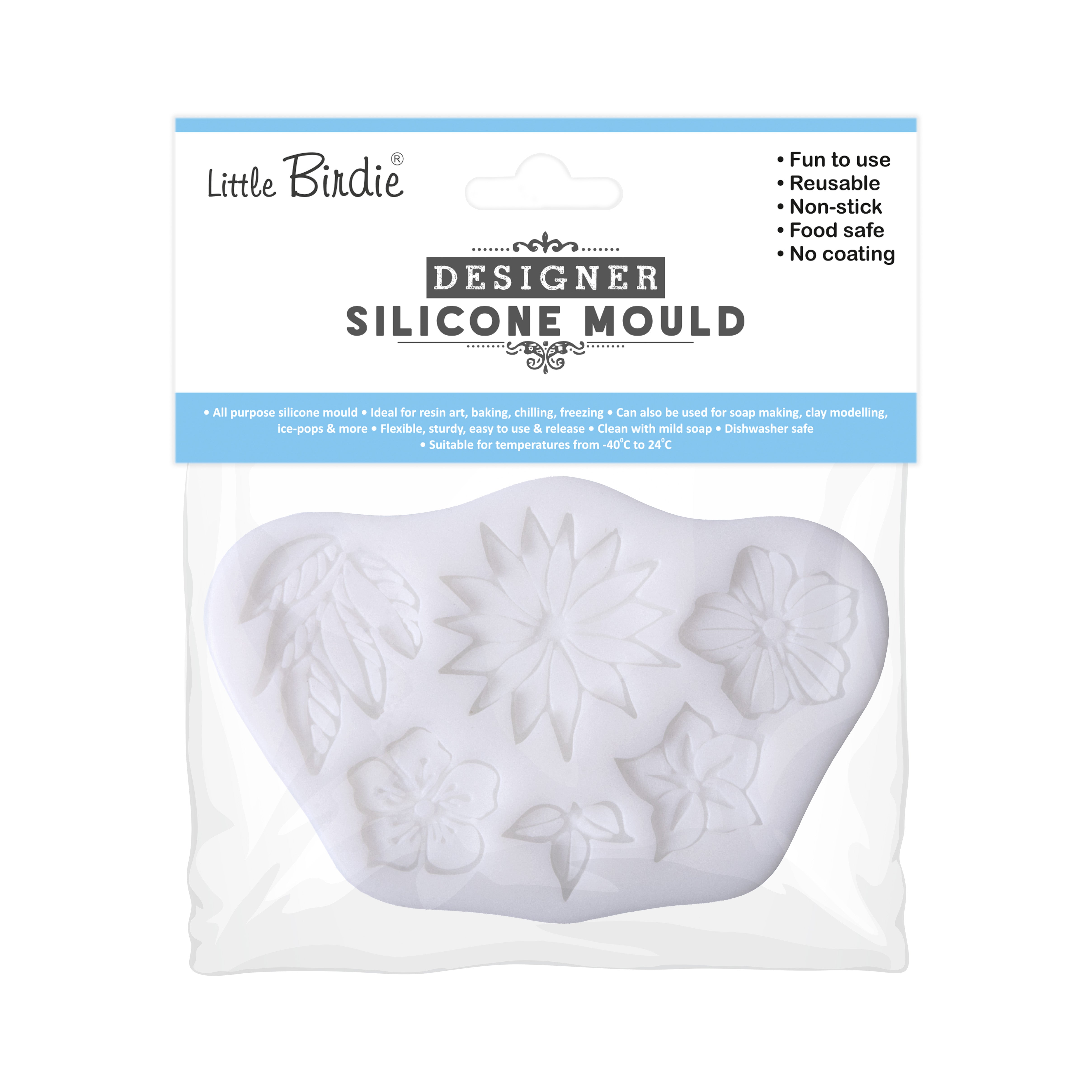 Silicone Mould Flowers & Leaves 10.8 X 6.9 D-1cm 1pc