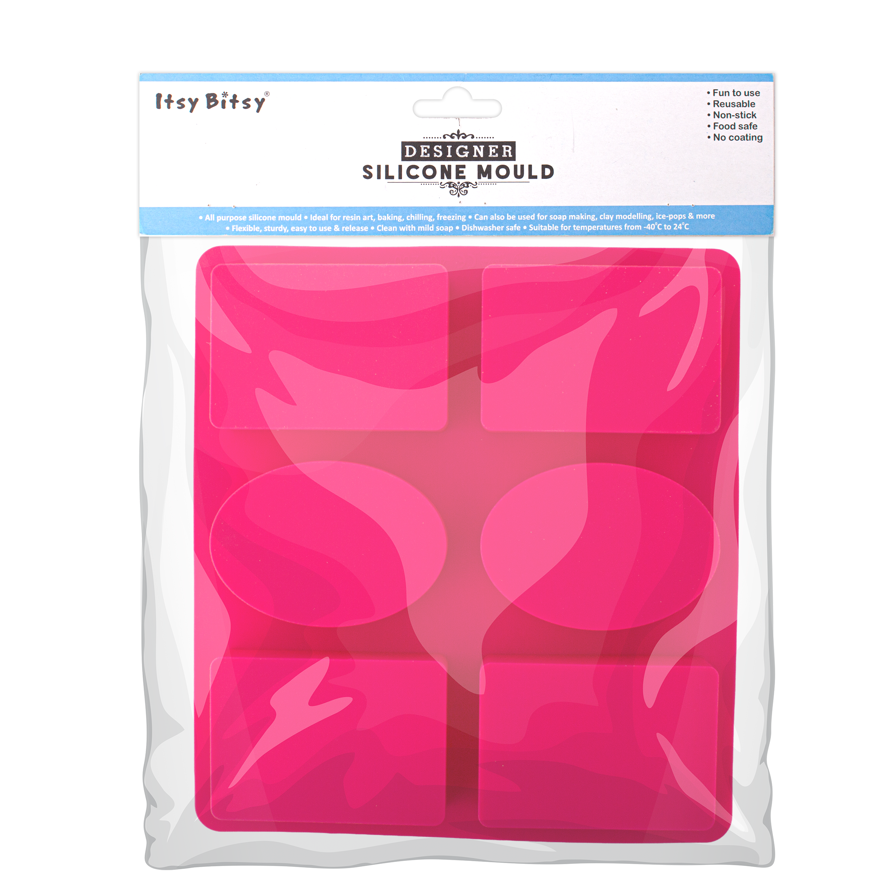 Silicone Mould Rectangle and Oval 21.9 x 20 x 2.5cm 1pc