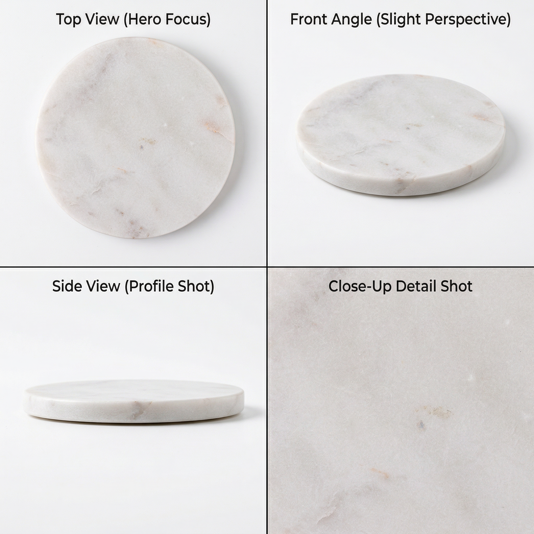 Marble Coaster Round 4Inch X 12mm 1pc