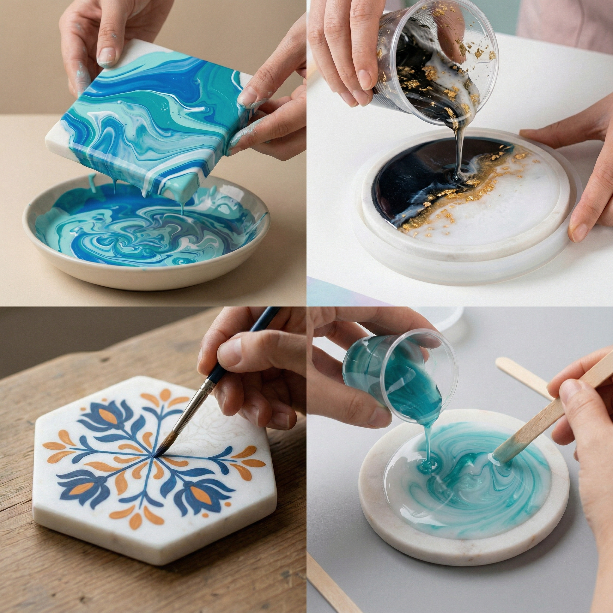 Marble Coaster Round 4Inch X 12mm 1pc