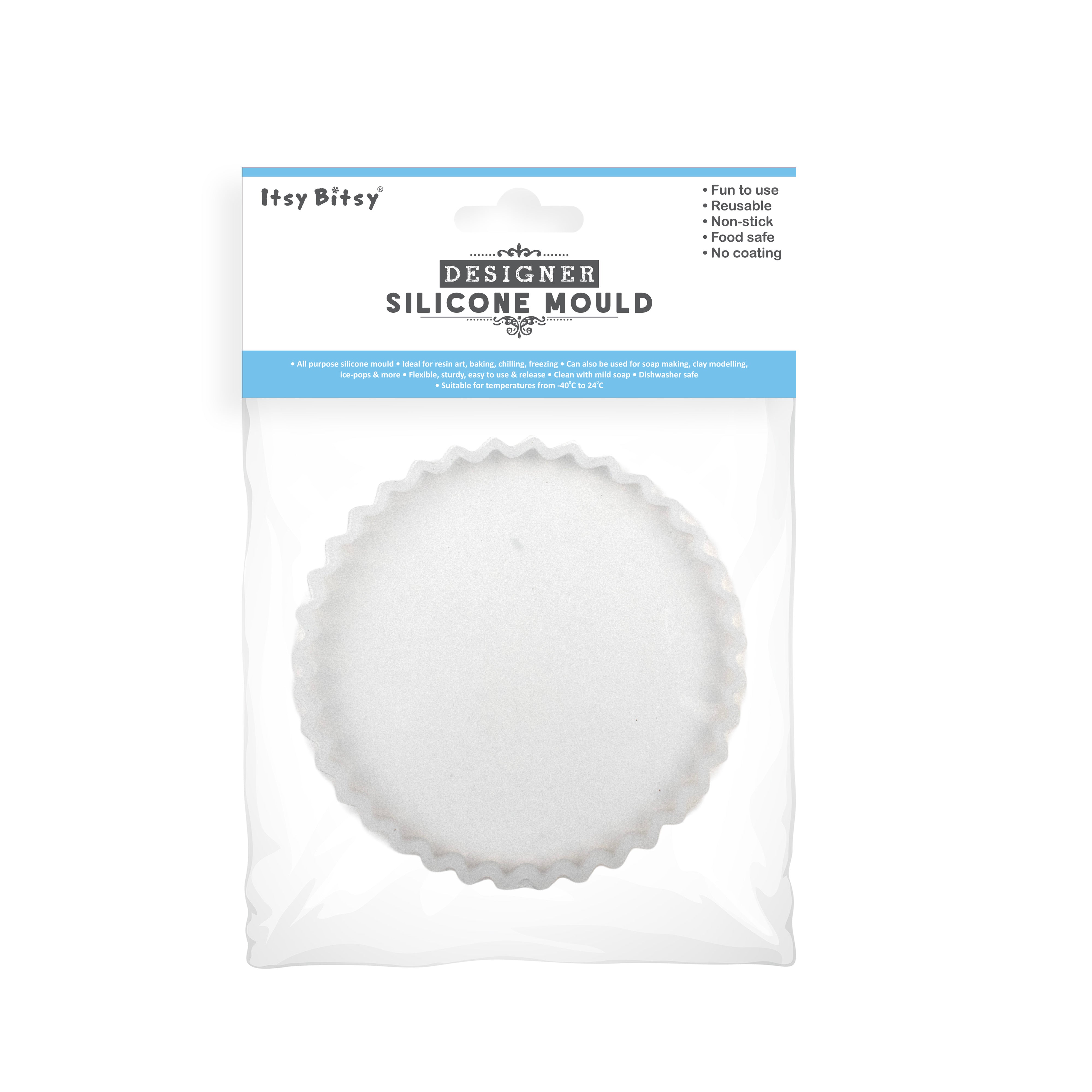 Silicone Mould Crinkle Edge Oval Coaster 4Inch X D7mm 1pc
