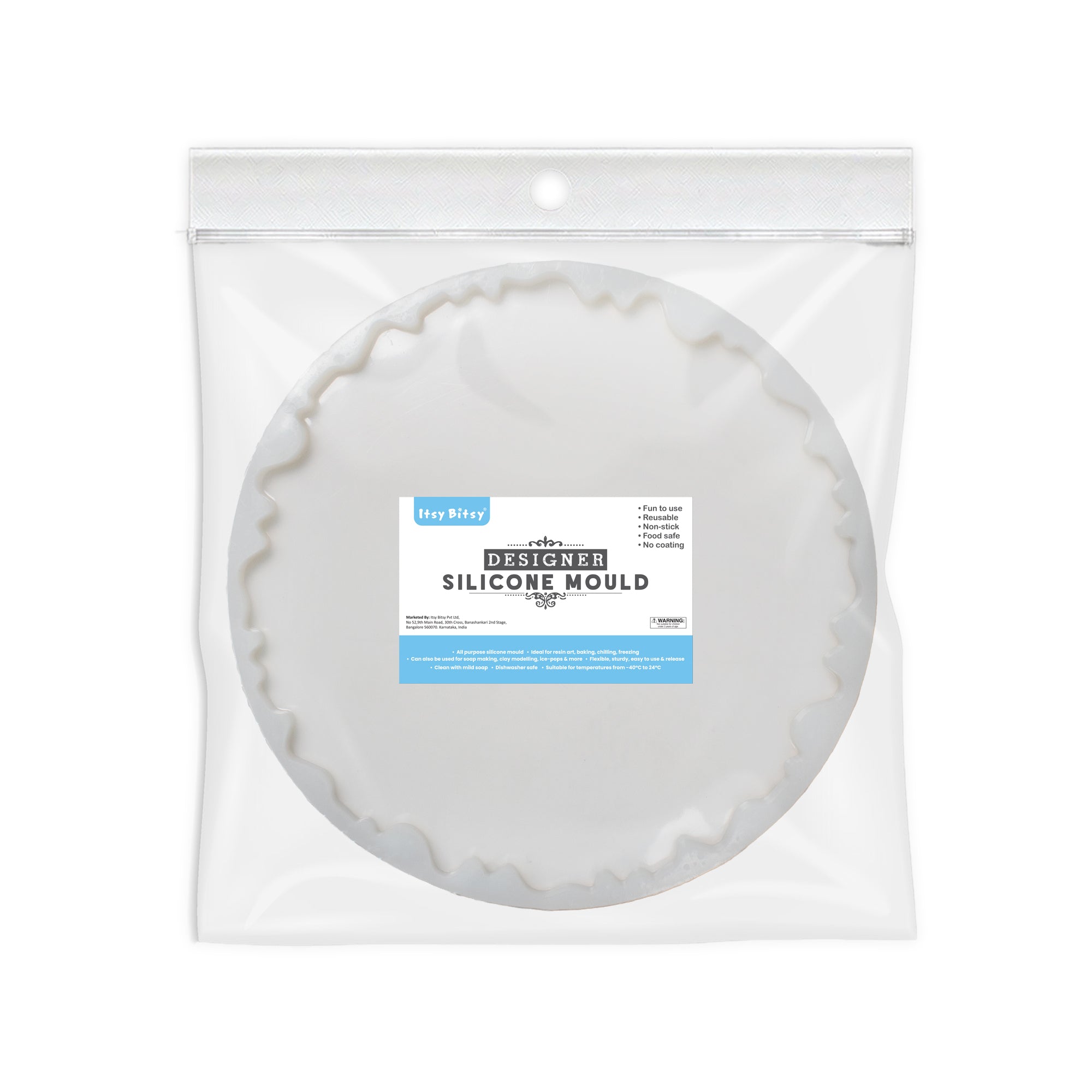 Silicone Mould Agate Coaster wavy edge 12Inch X D15mm 1pc