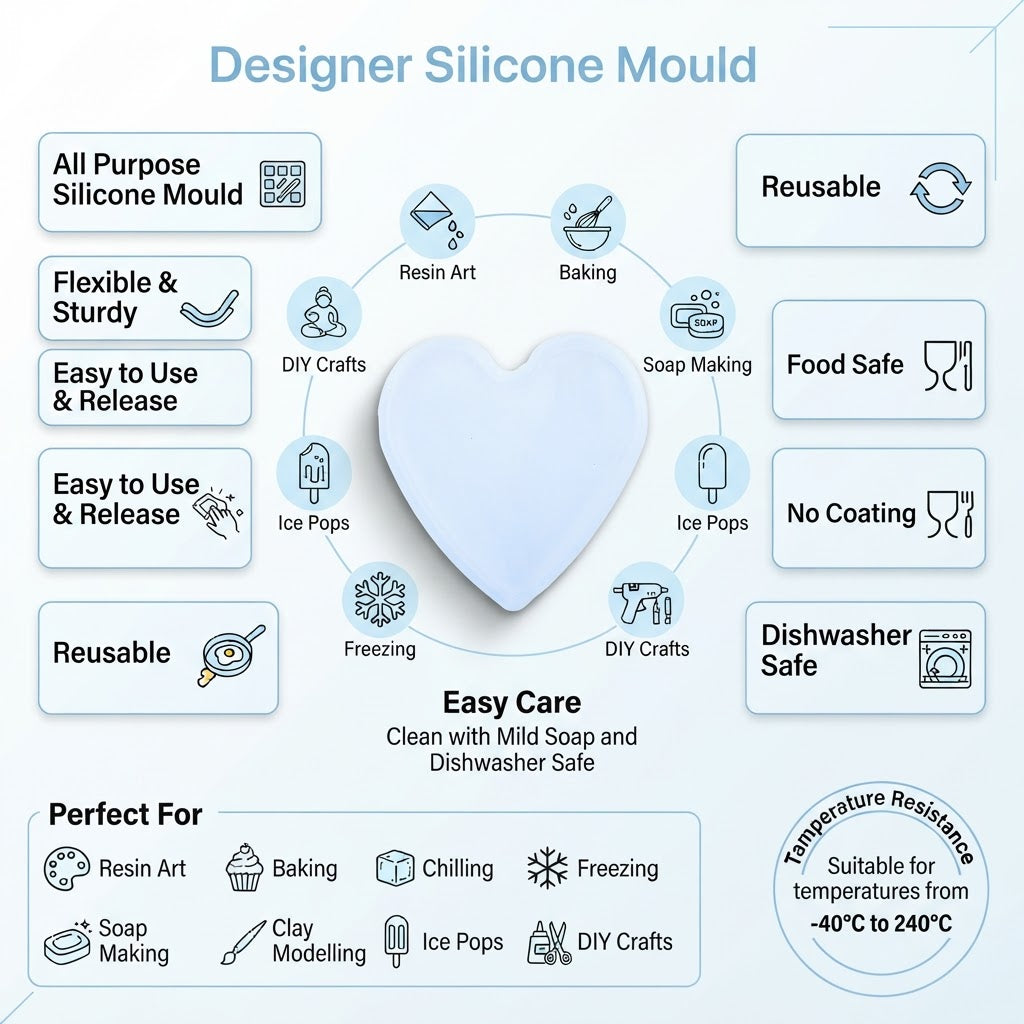 Silicone Mould Heart 4Inch X D8mm 1pc