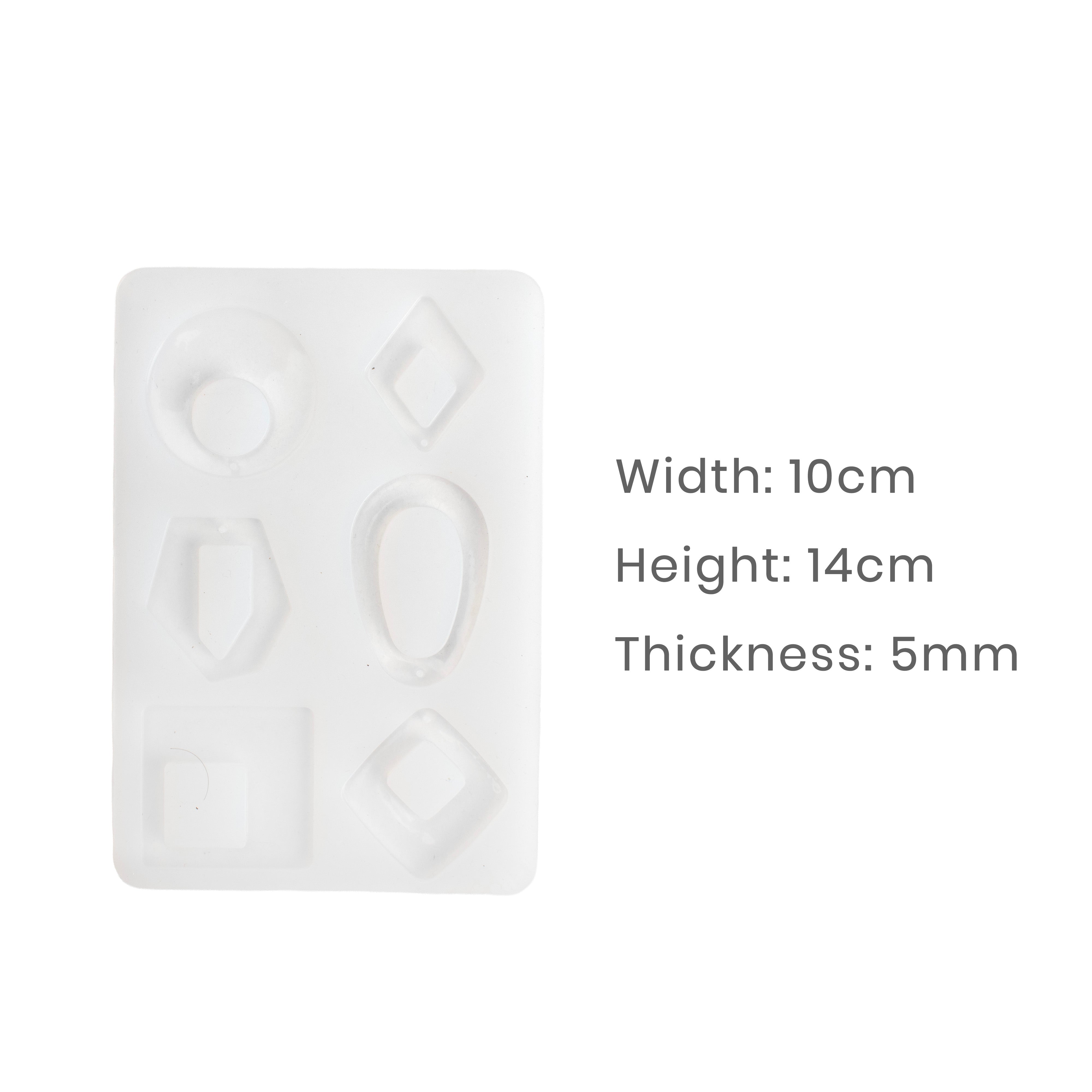 Silicone Mould Earrings and Pendants 6 Designs 14 X 10cm X D5mm 1pc