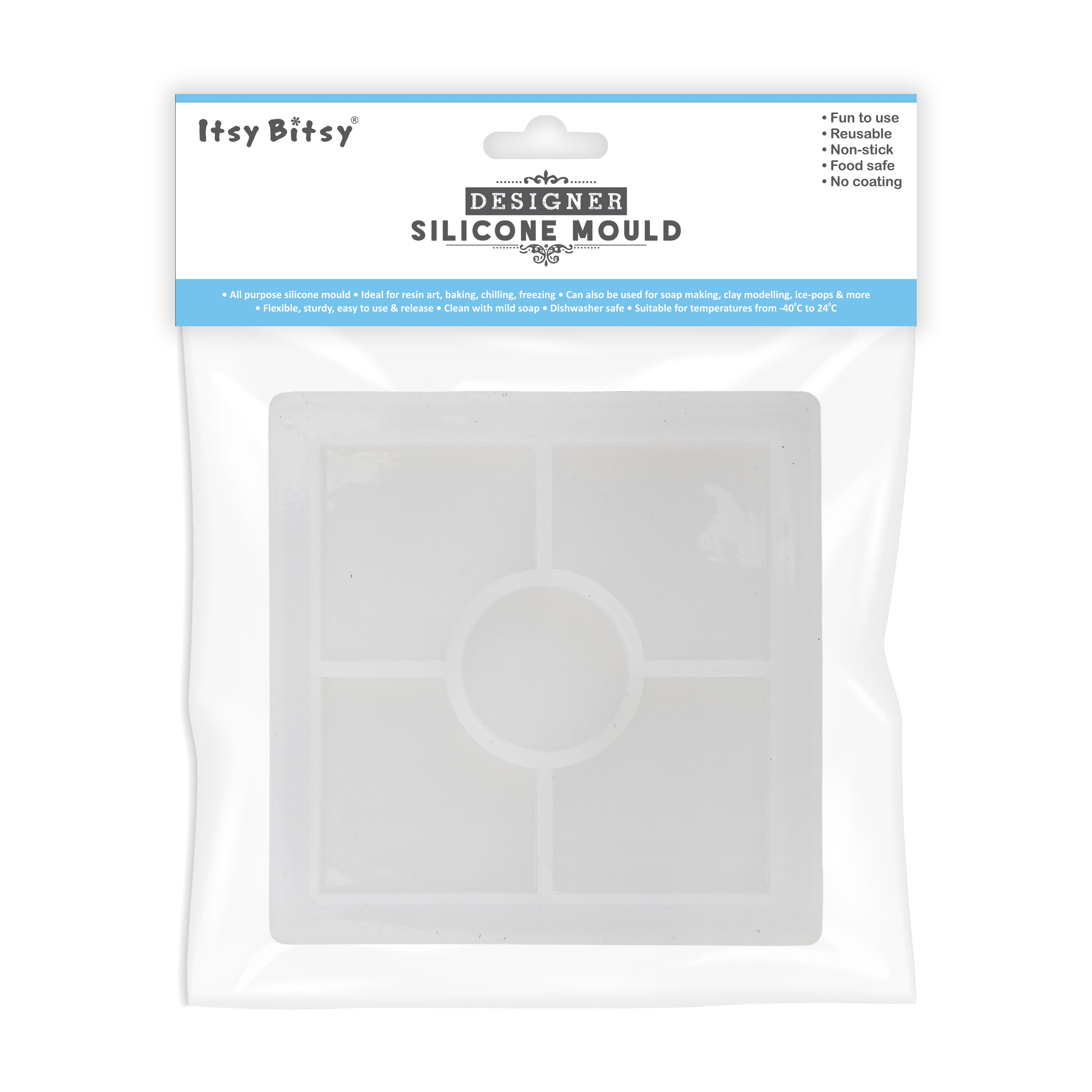 Silicone Mould Square with compartments 4 Inch X D10mm 1pc