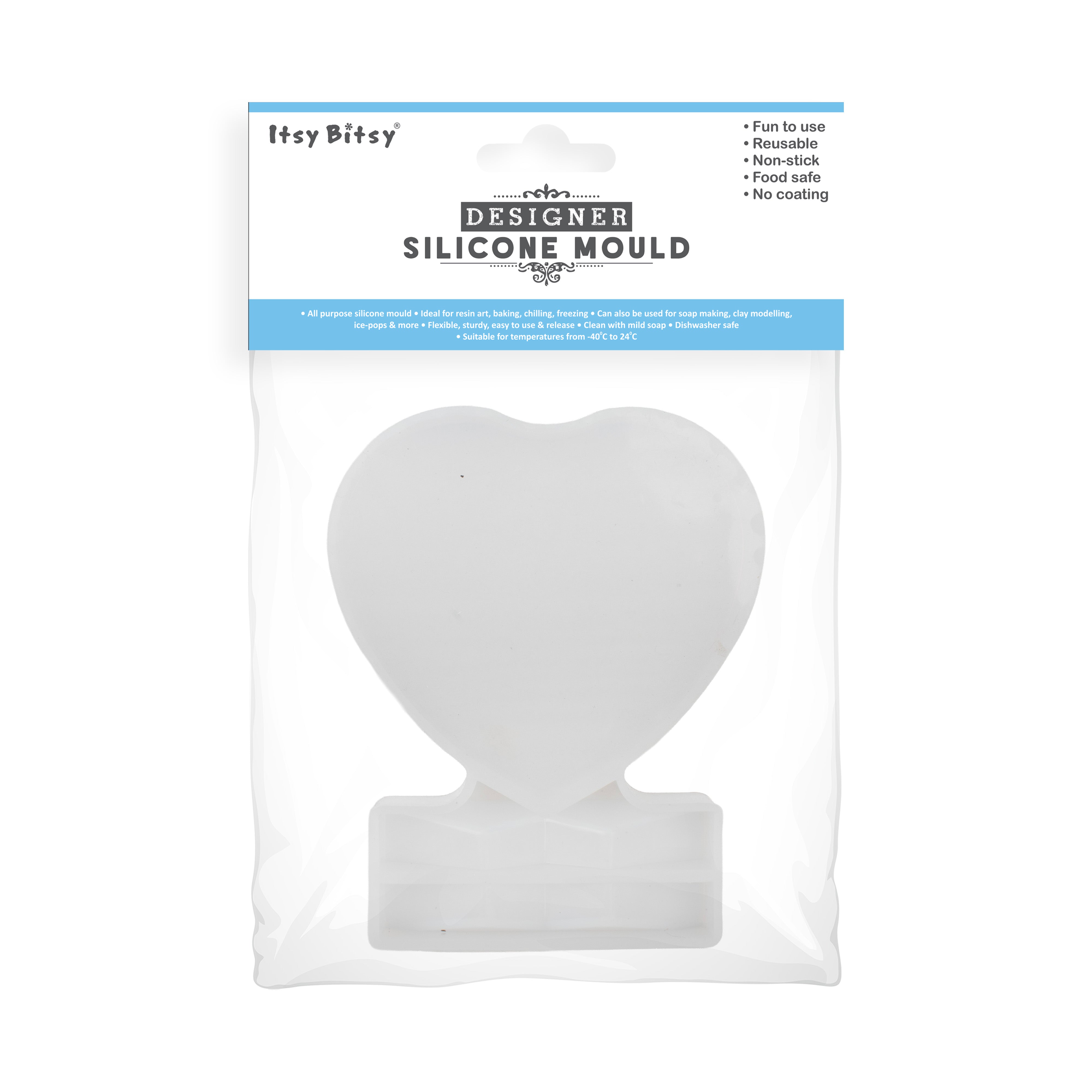 Silicone Mould Heart with frame 1pc