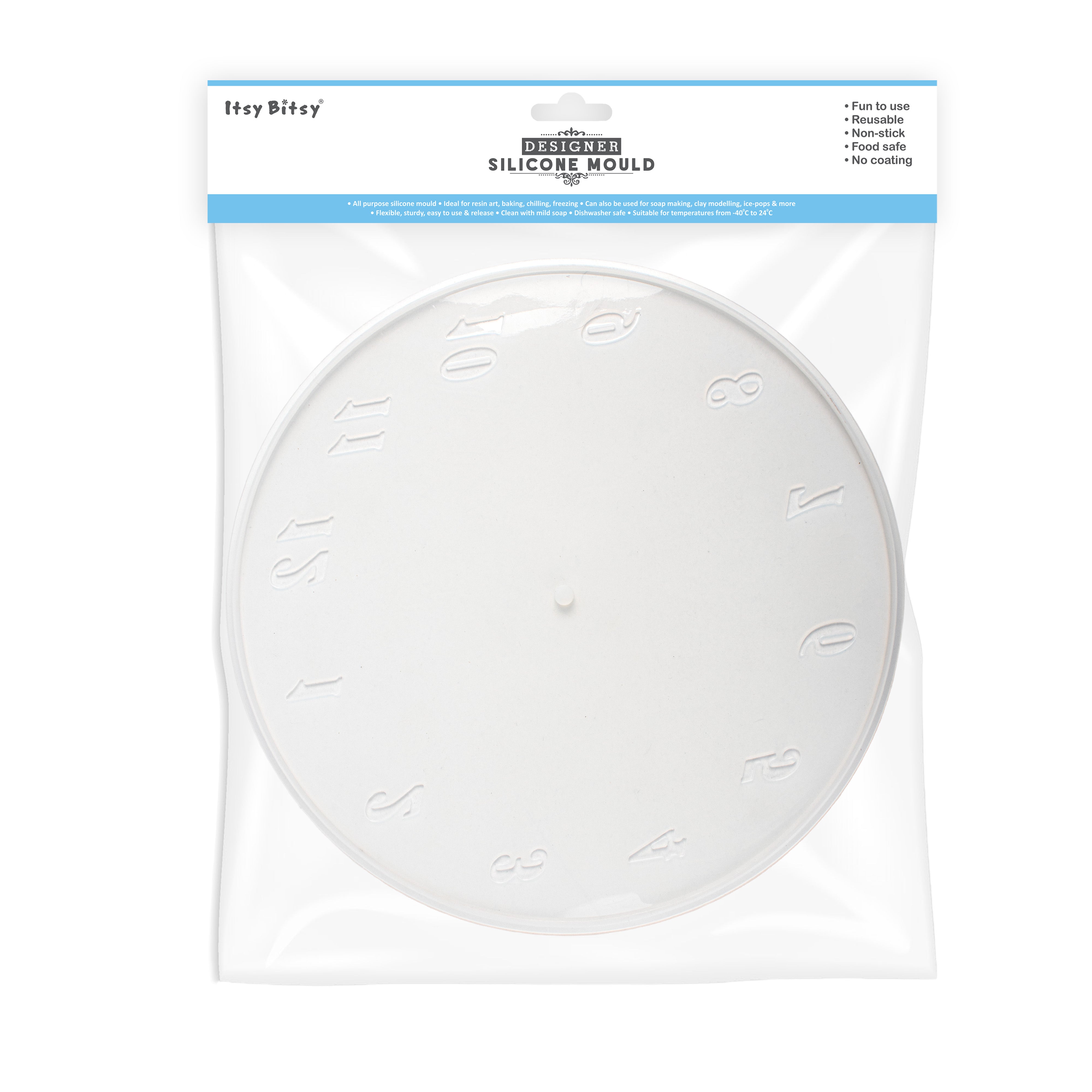 Silicone Mould Clock with Numbers 10Inch 1pc