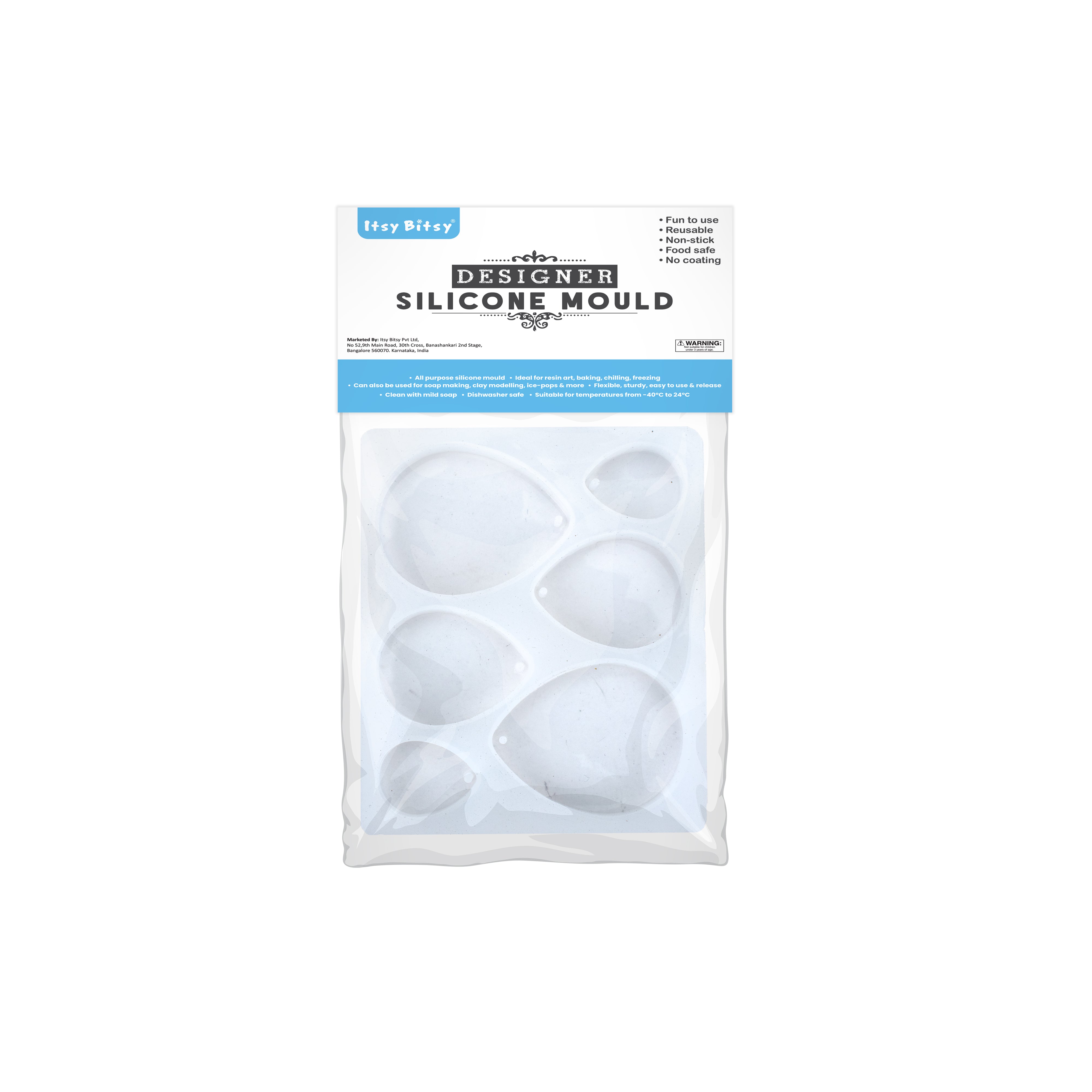 Silicone Mould Assorted Triangle 6 cavity 10.8 X 7.7cm X D6mm 1pc