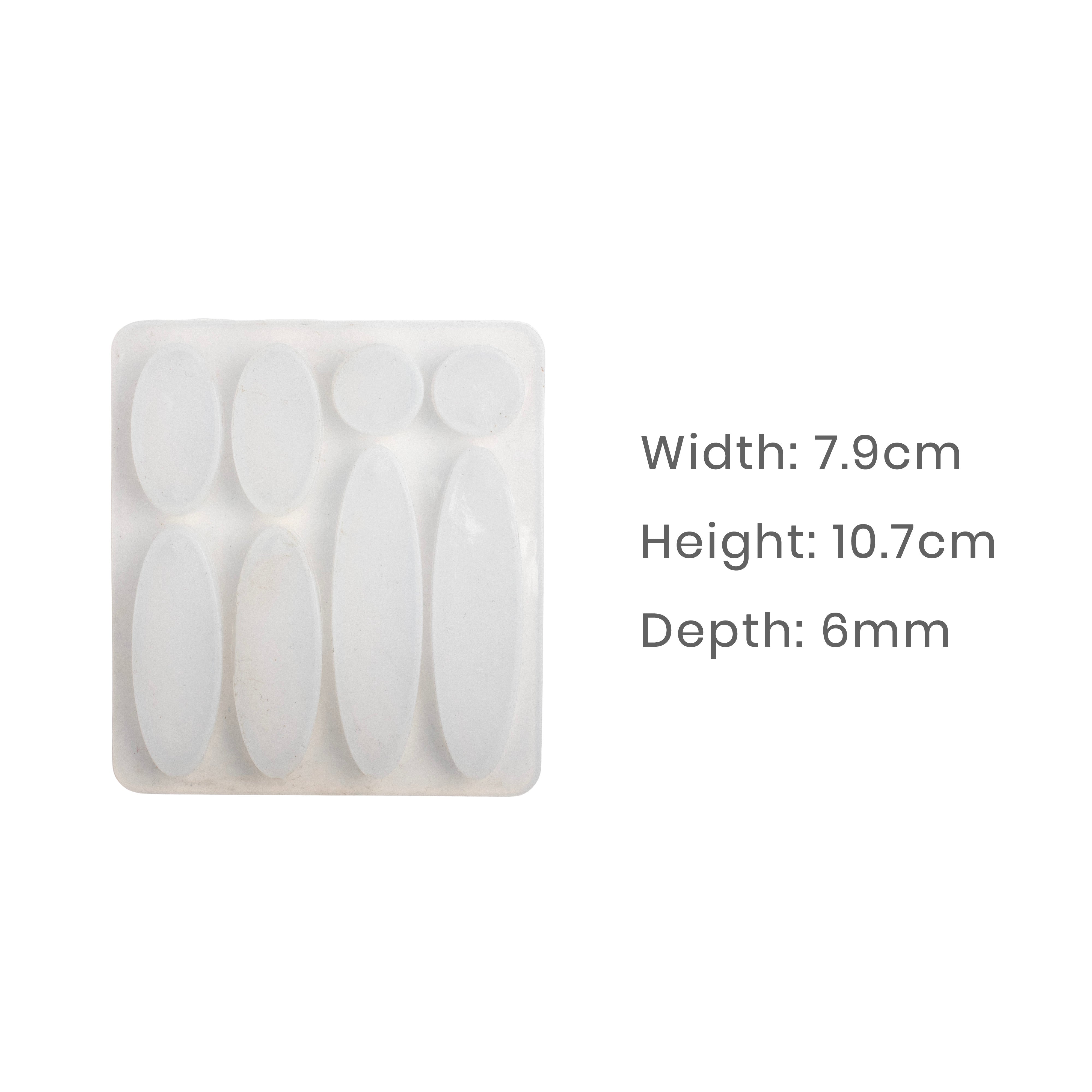 Silicone Mould Assorted Oval 8 cavity 10.7 X 7.9cm X D6mm 1pc