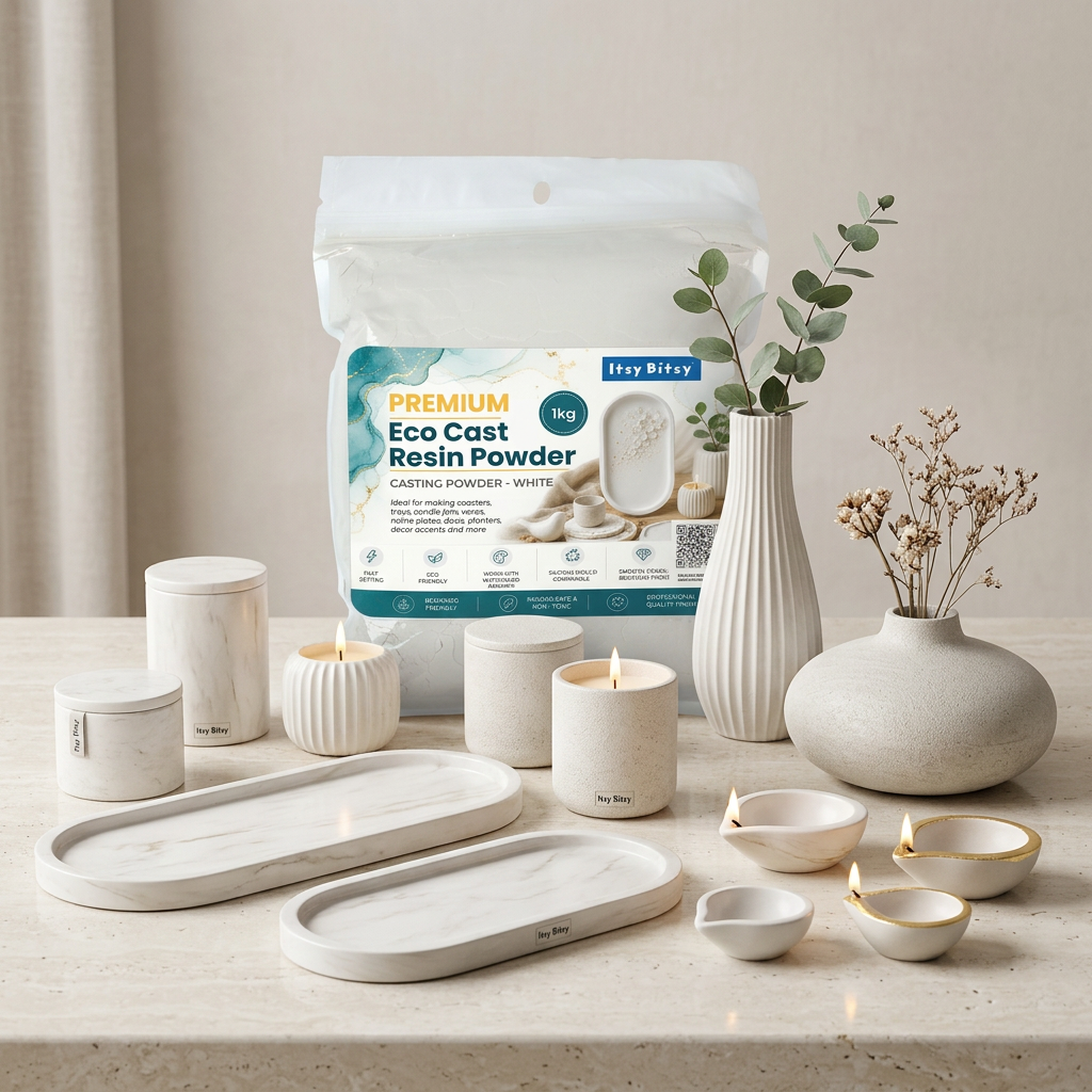 Premium Eco Resin Casting Powder White 1kg Pouch