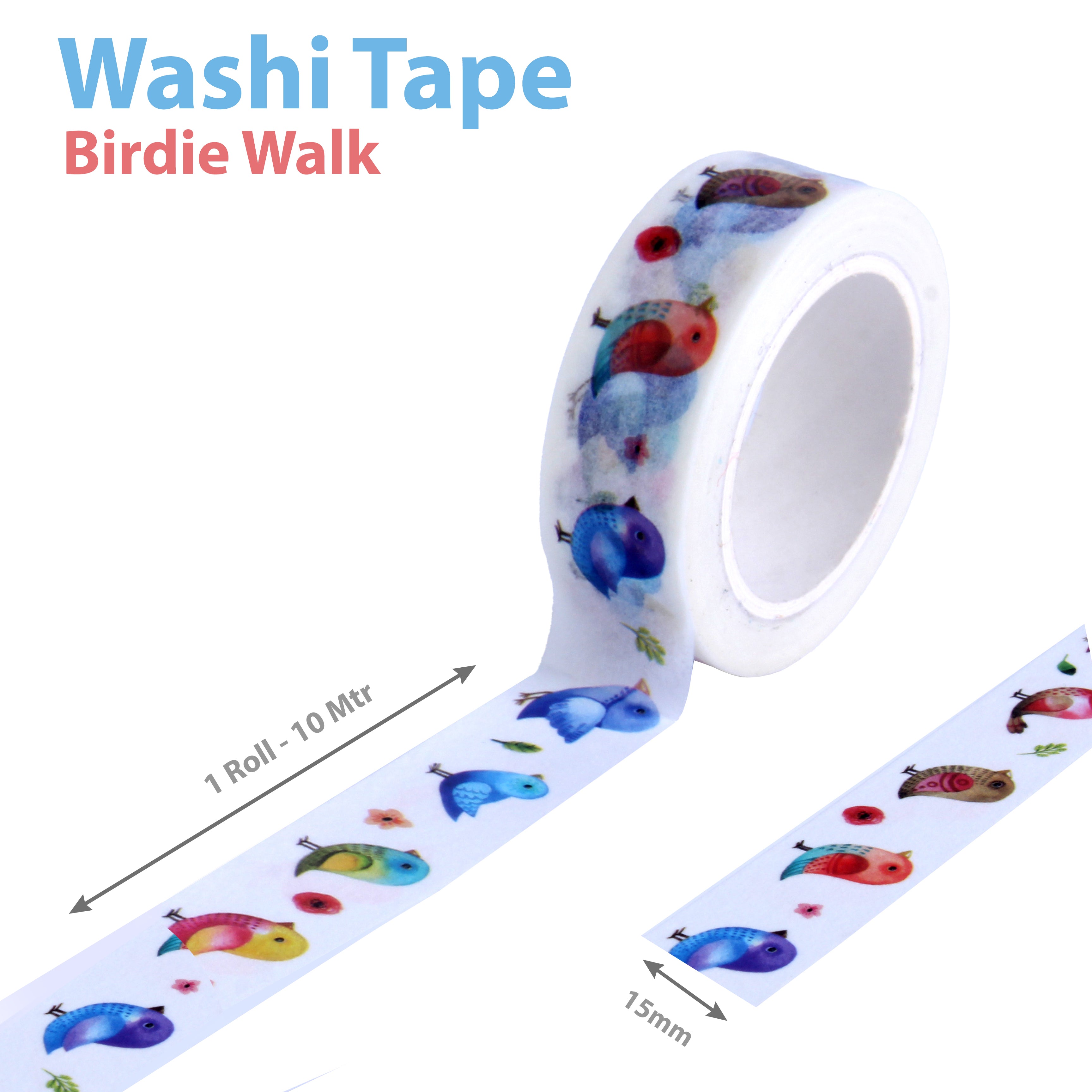 Washi Tape - Birdy Tale, 15mmx10m, 1pc