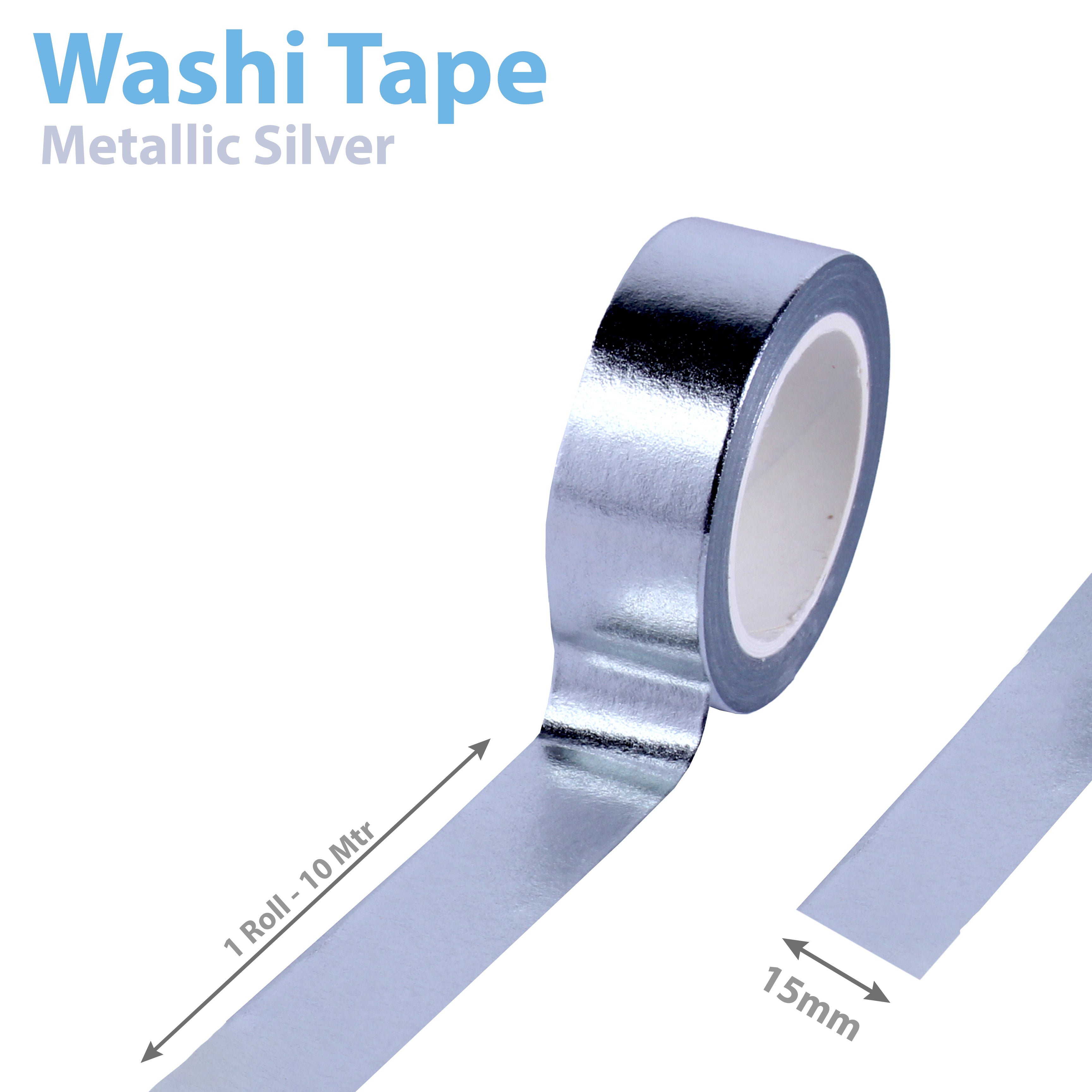 Washi Tape - Silver Foil, 15mmx10m, 1pc
