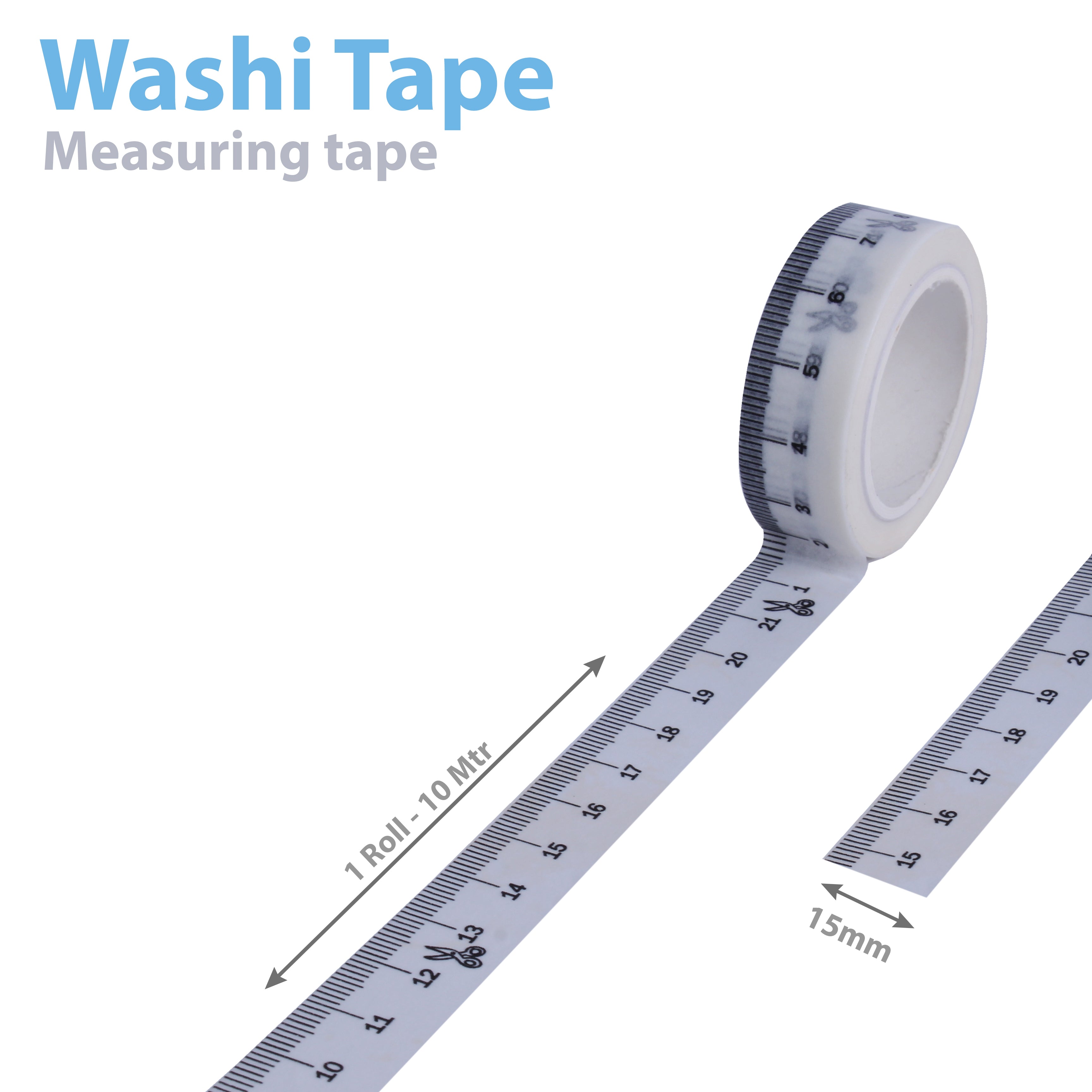 Washi Tape - Tape measure, 15mmx10m 1pc