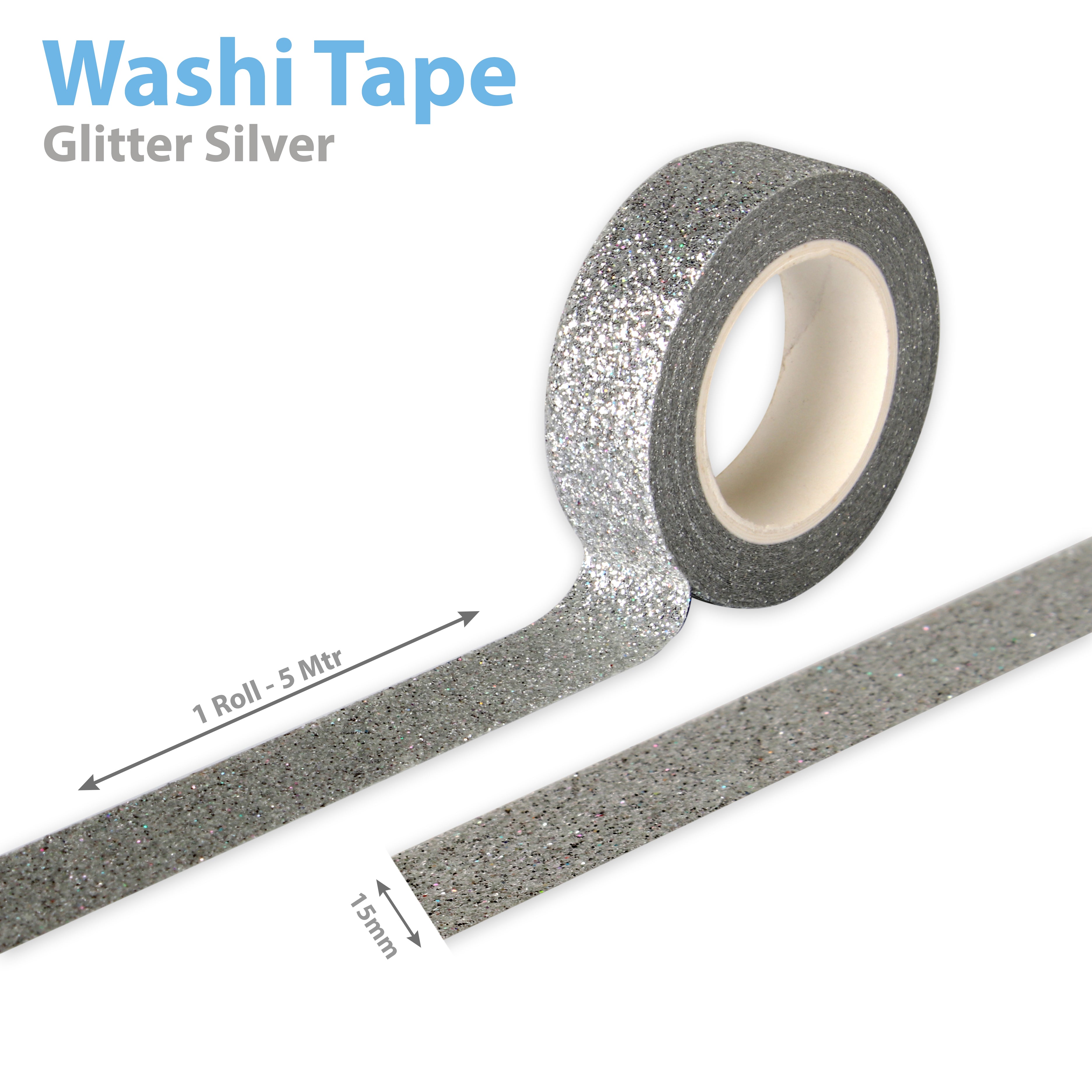 Washi Tape Rolls, Silver Glitter