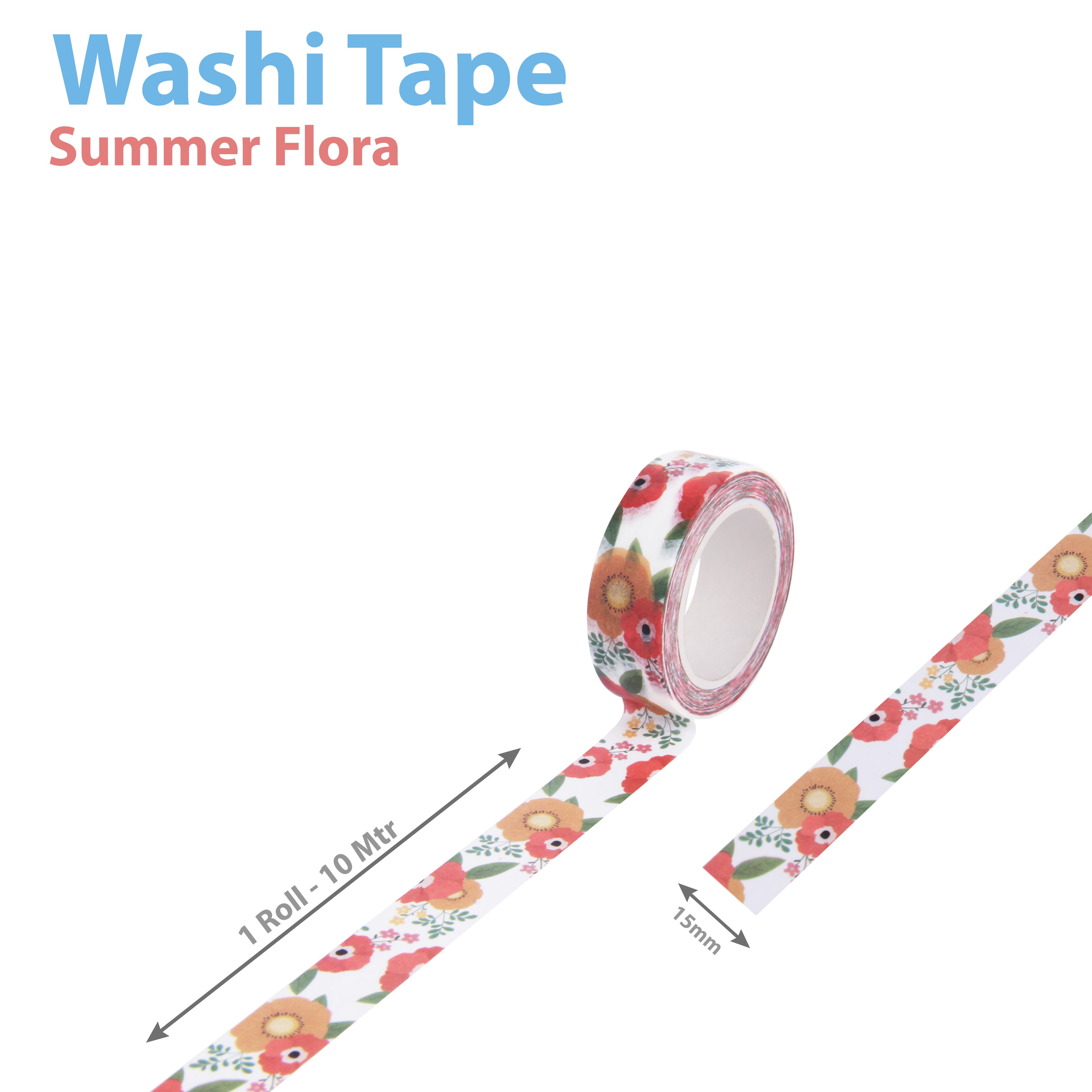 Washi Tape Summer Flora 15mmx10Mtr 1Roll