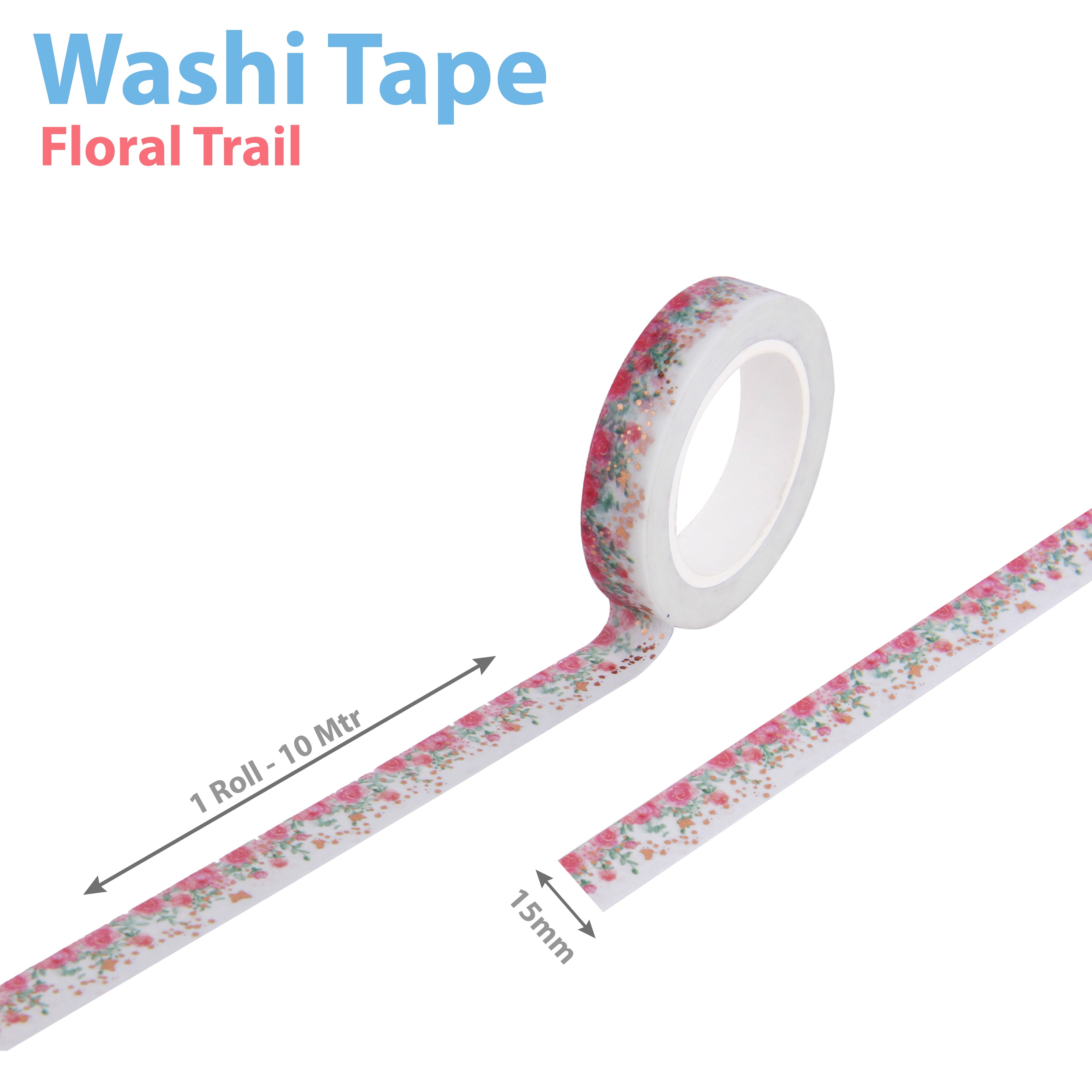 Washi Tape Floral Trail 10mmx10Mtr 1Roll