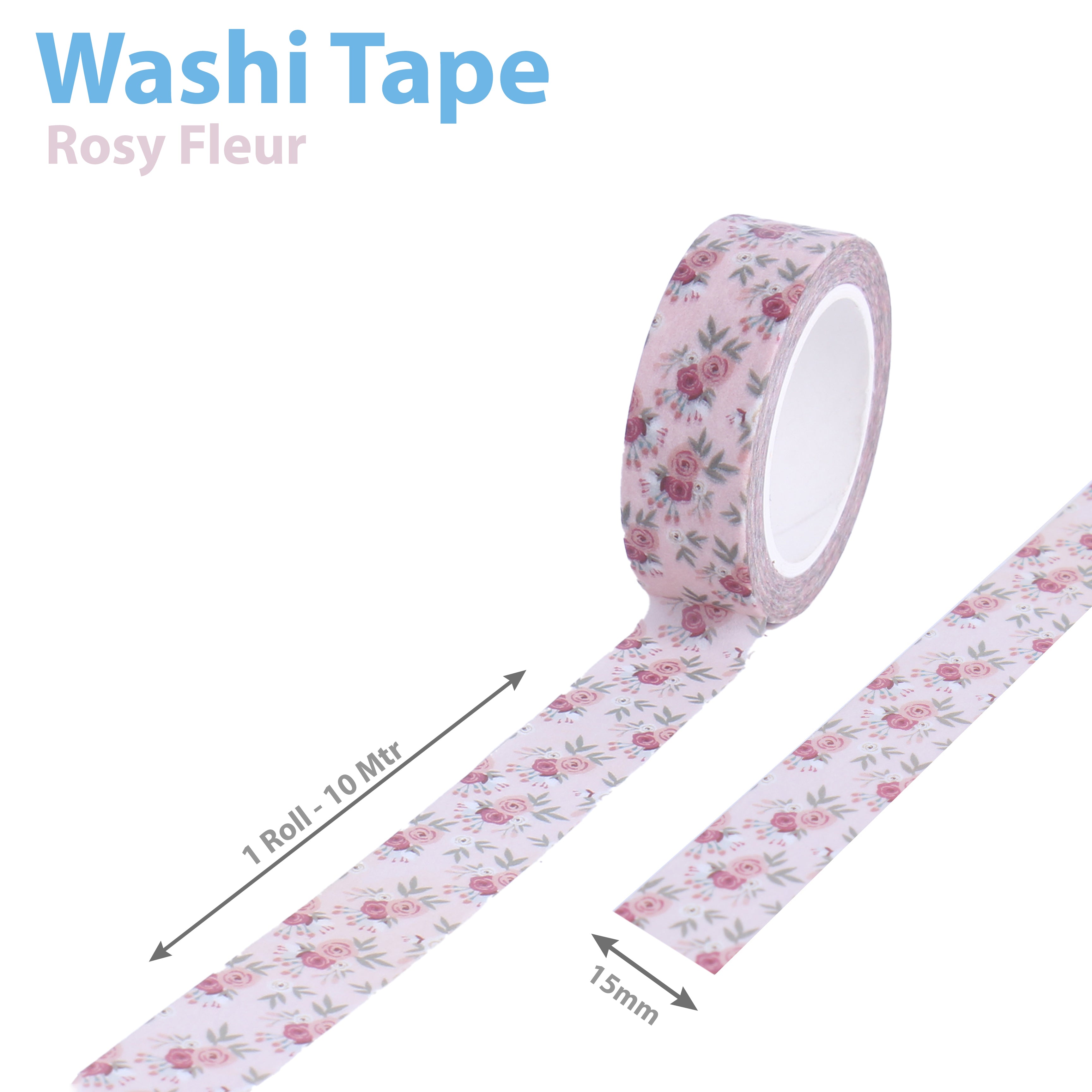Washi Tape Rosy Fleur 15mmx10Mtr 1Roll