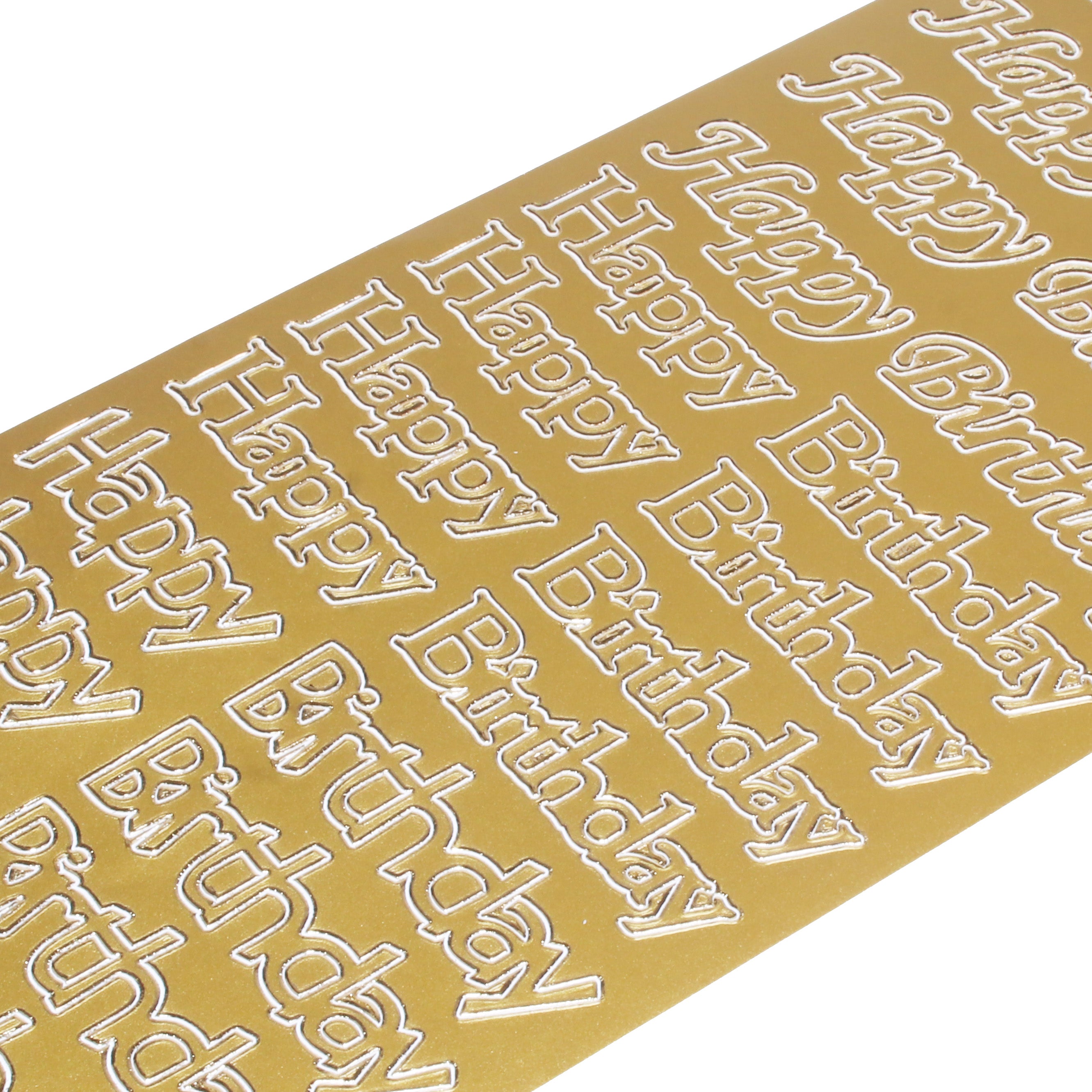 Foil Peel Off Sticker Happy Birthday Golden 10 X 23cm 1Sheet