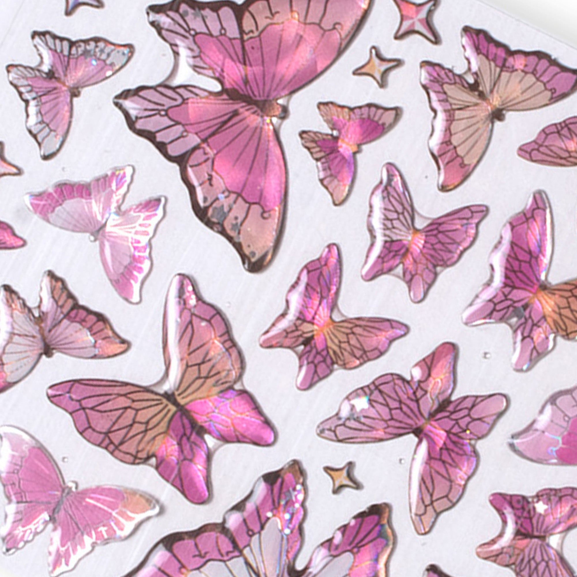 Resin Sticker Pretty Butterfly Pink Blend 53pcs