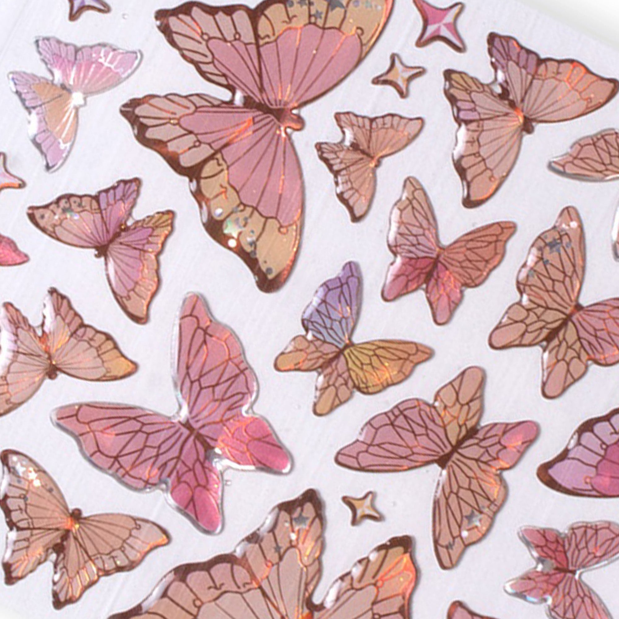 Resin Sticker Pretty Butterfly Peach Blend 53pcs