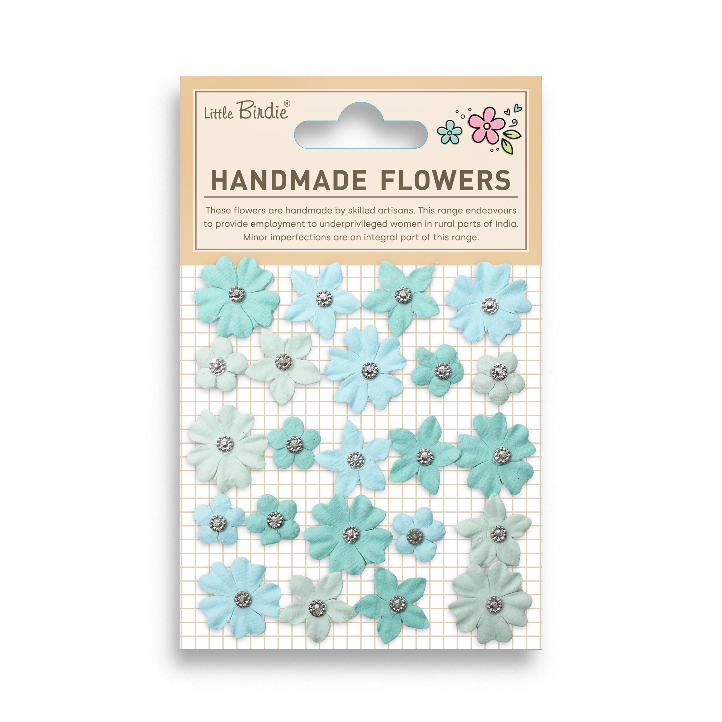 Handmade Flowers Karolina Teal Vibes 23Pc
