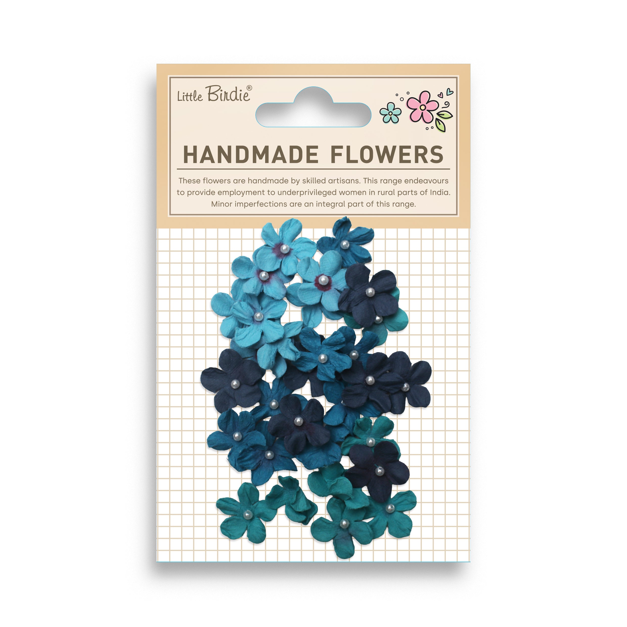 Handmade Flowers Pearl Petites Blue Sky 30Pc