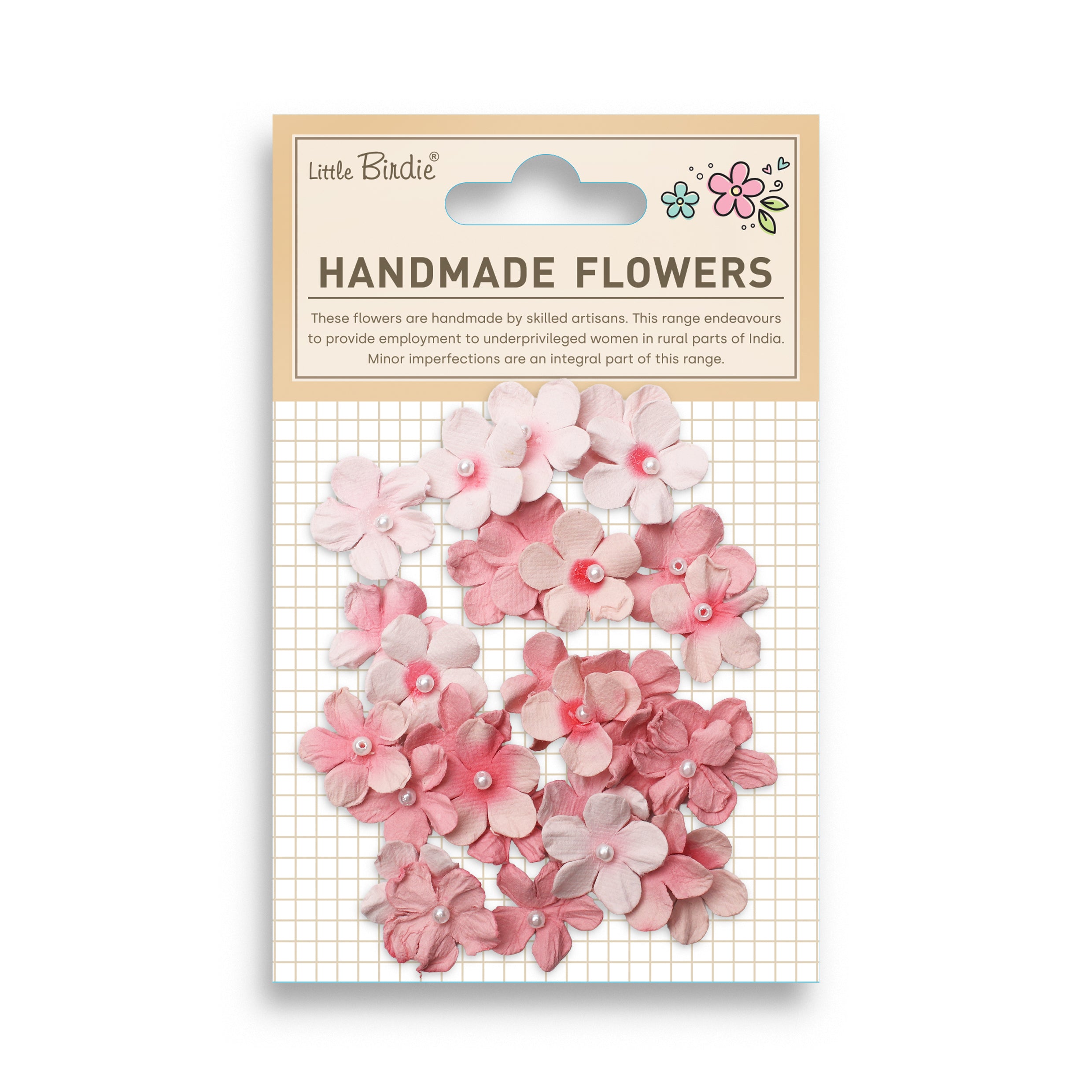 Handmade Flowers Pearl Petites Pink Passion 30Pc
