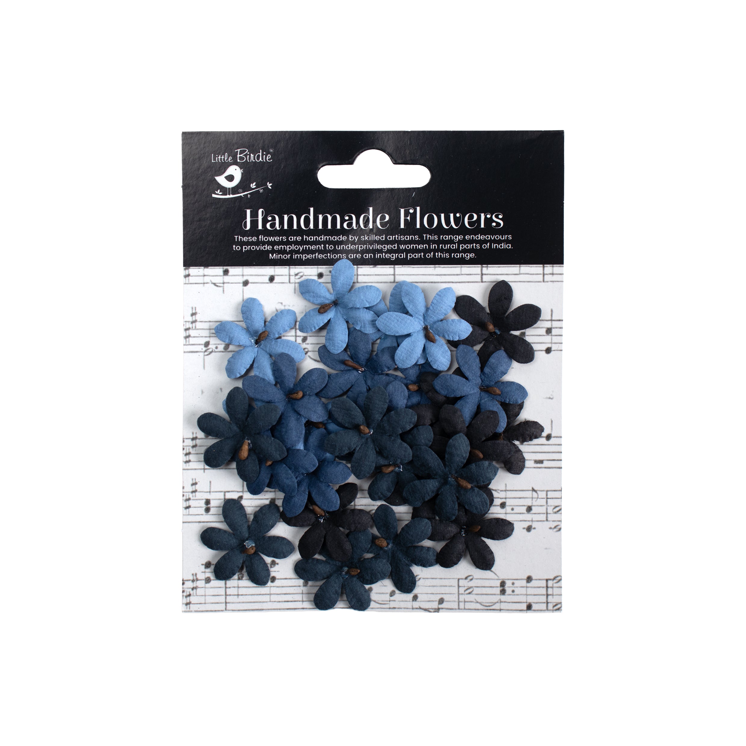 Handmade Flowers Mia Vintage Blue 30Pc